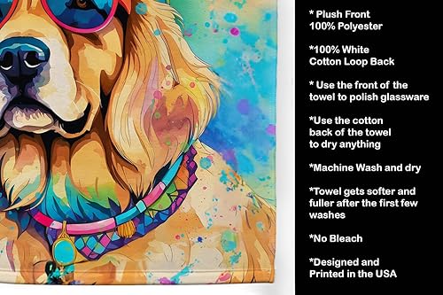 Miniatura 5 de Caroline's Treasures DAC2513KTWL Golden Retriever Hippie Dawg - Toalla de cocina para invitados, toalla de baño decorativa para cara, té, paño de