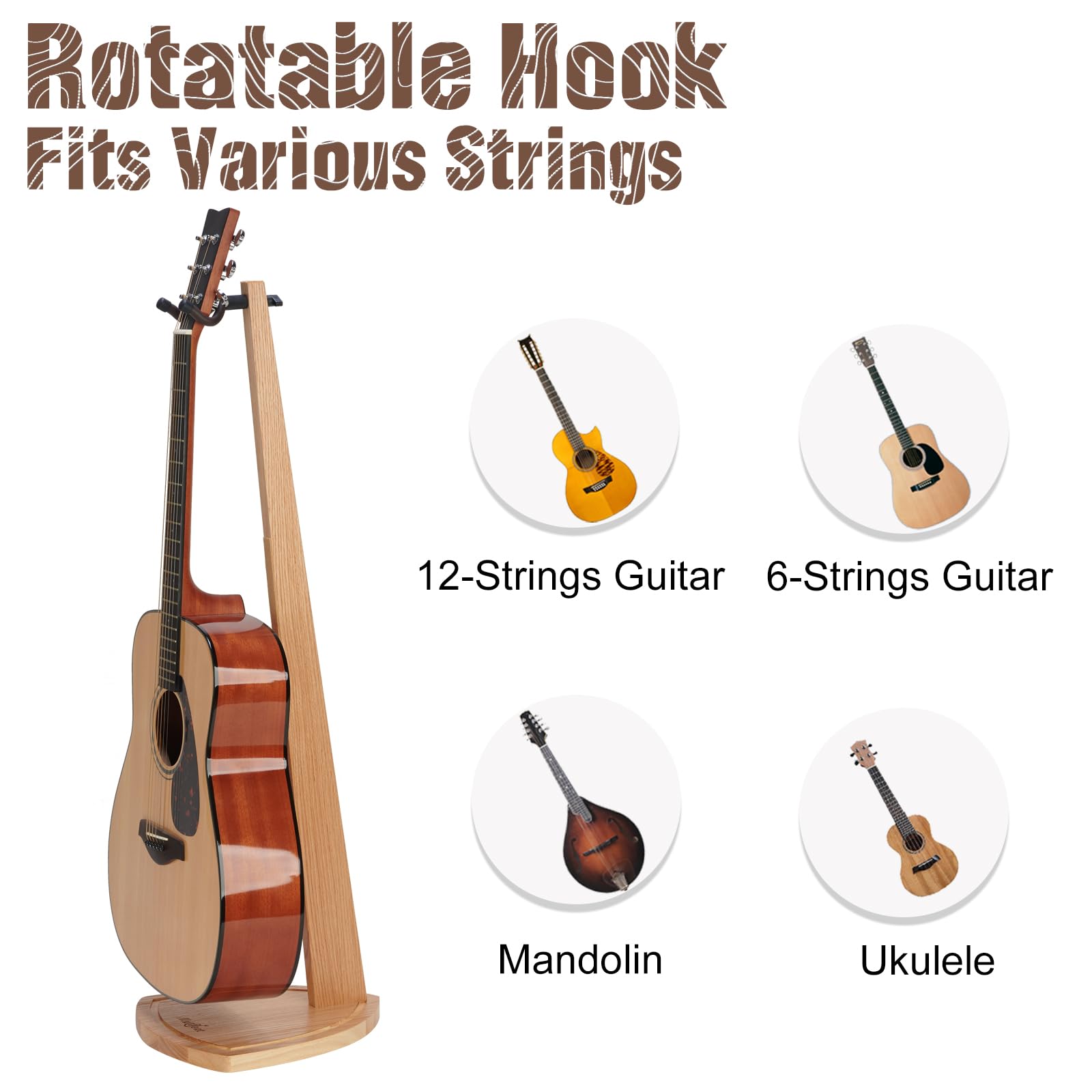 Supporto per chitarra acustica, supporto per chitarra elettrica, in legno di faggio per chitarra acustica, basso, mandolino, supporto per chitarra sospeso, per la casa e lo studio