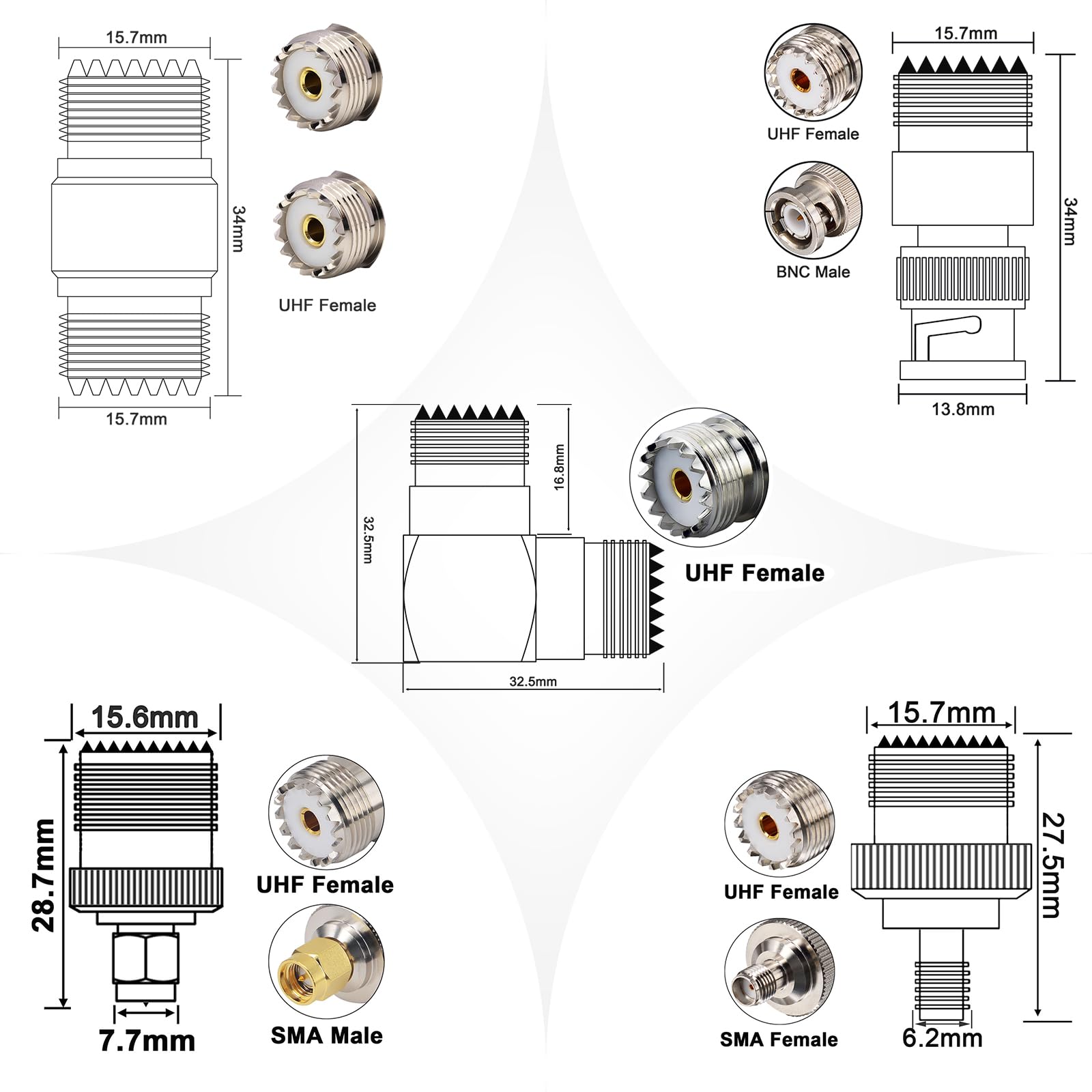 YILIANDUO 5M Coax RG58 UHF Male to Male Connector Cable Kit for CB VHF UHF Ham Radio PMR Wireless LAN Devices SWR Meter - Image 2