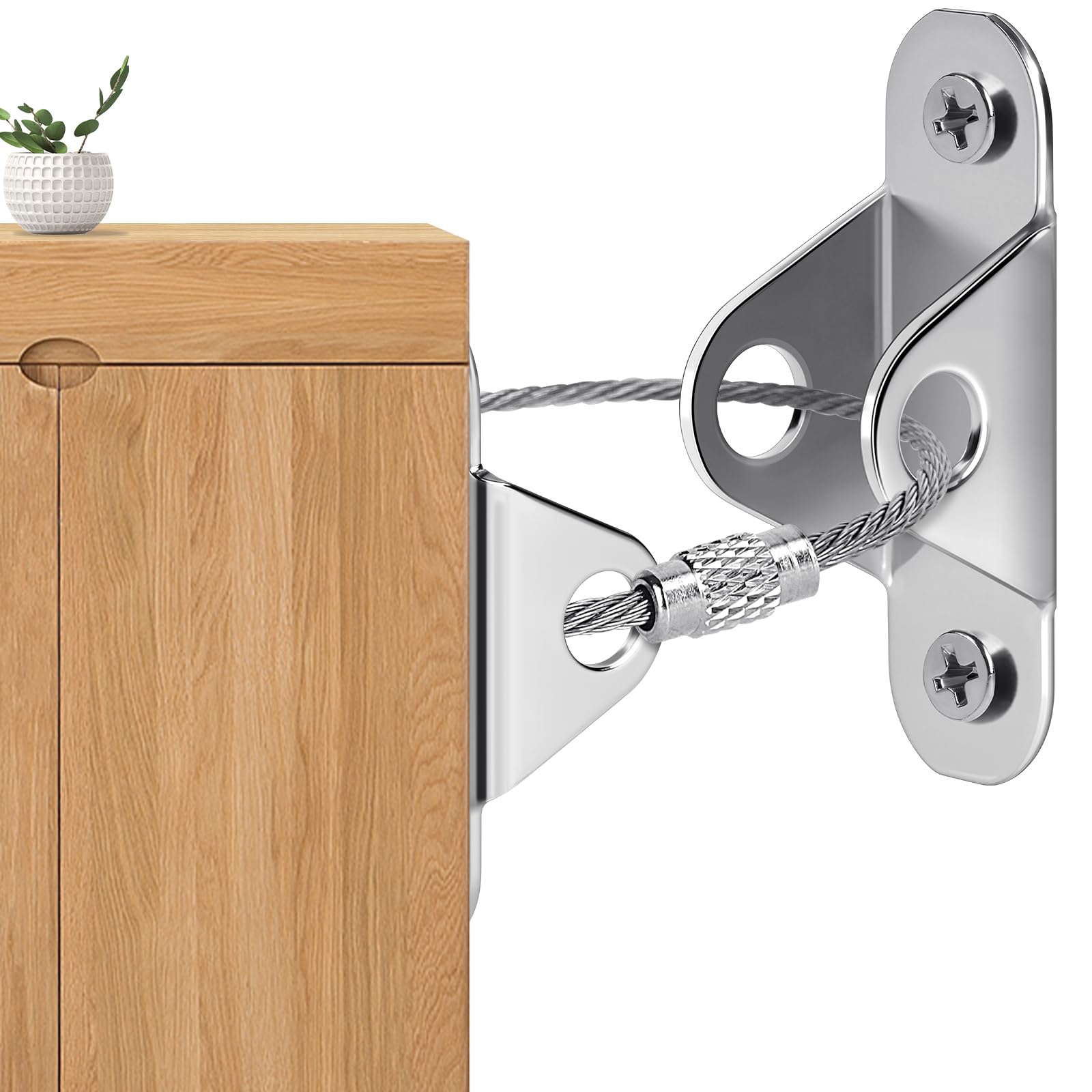 HOTUT Anti Kipp Möbelgurt aus Stahl Set,12 Stück Kippsicherung Möbelgurte Wandbefestigung,Babysicherheit Anti Kipp Möbel Wandanker, Kippschutz Sicherheitsgurt für Bücherregal Schrank Kommode