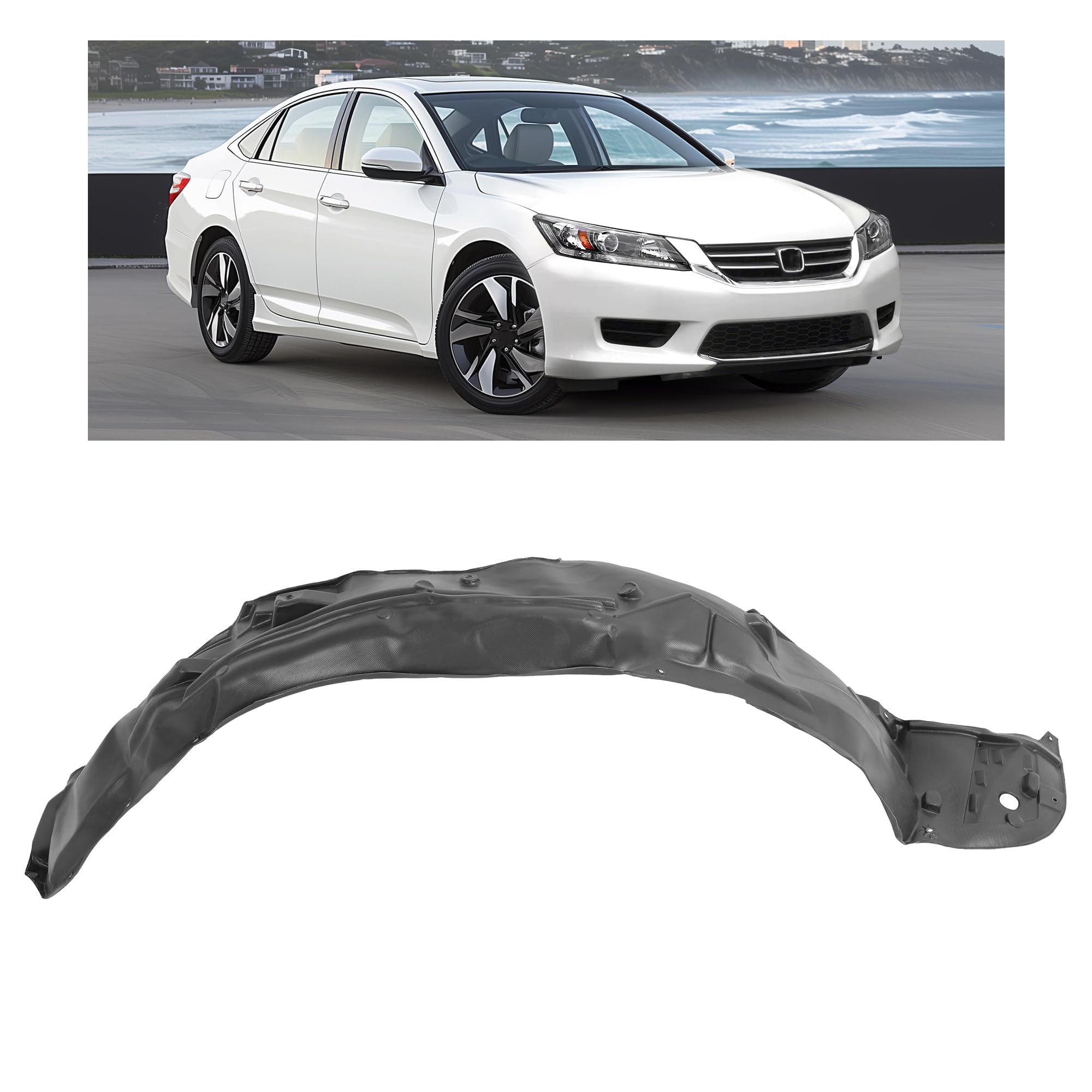 Revestimiento interior de guardabarros delantero HECASA compatible con Honda Accord Sedán 2013-2015, reemplazo para 74100T2AA00 HO1249150, protector contra salpicaduras, lado derecho del pasajero