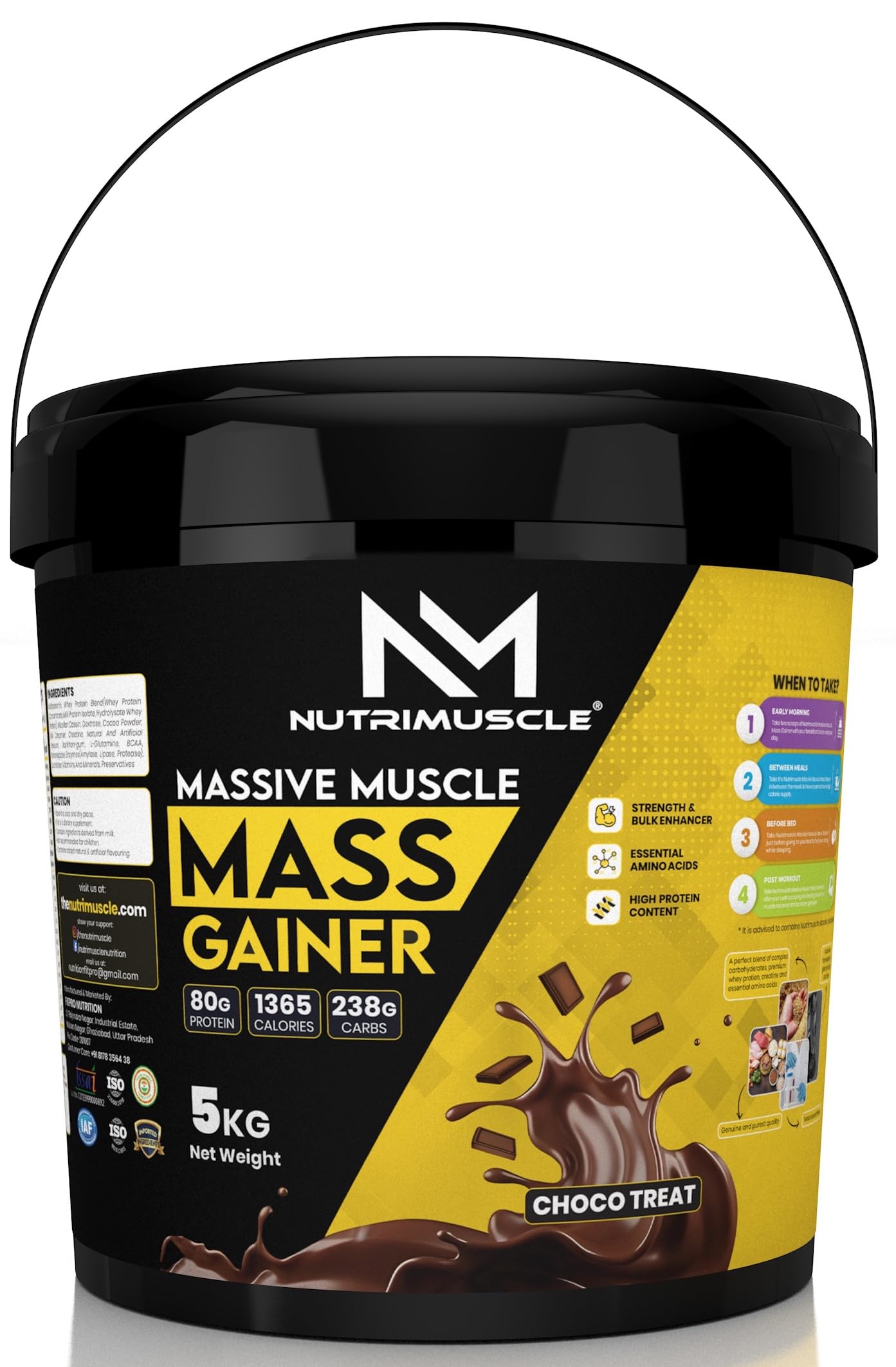 Nutrimuscle Massive Muscle Mass Gainer - 5kg - Choco Treat (Chocolate) Flavour for Mass, Muscle, Power & Strength Gain - Contains Complex Carbohydrates, Whey Protein, BCAA , Digestive Enzymes & Essential Vitamins & Minerals - Also Contains Nutrimuscl (B0CPC65PJX) Amazon Price History, Amazon Price Tracker