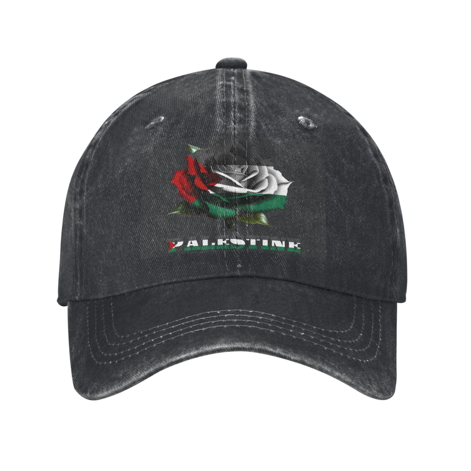 KWQDOZF Rose Palestine Flag Vintage Washed Baseball Cap for Men Women Classic Adjustable Cotton Trucker Hat Dad Unisex