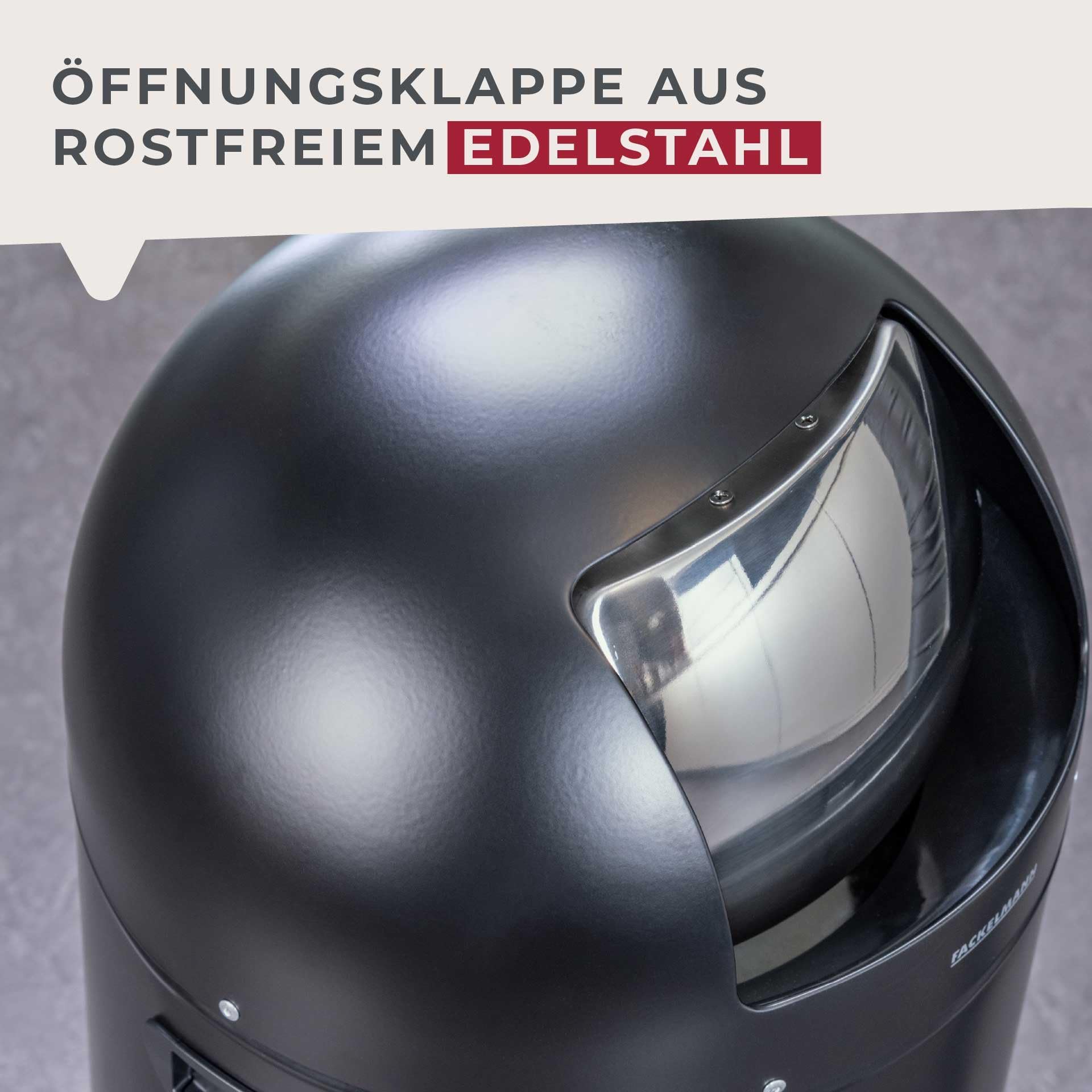 FACKELMANN ROME Pedal-Abfallsammler 33L Schwarz matt – Stilvoller Abfalleimer in Retro-Design mit robustem Pedalmechanismus und Edelstahl-Inneneimer, ca. 39 x 43 x 69 cm