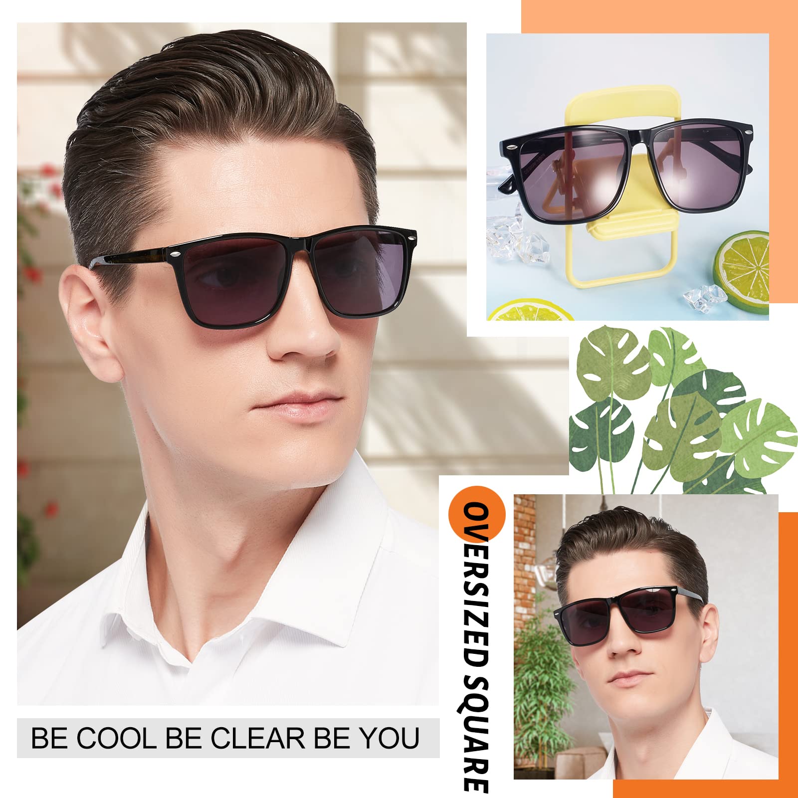 MARE AZZURO Oversized Reader Sunglasses +1.25 Men Outdoor Reading Glasses 1.0 1.25 1.5 1.75 2.0 2.25 2.5 2.75 3.0 3.5 4.0 (Black, 1.25)
