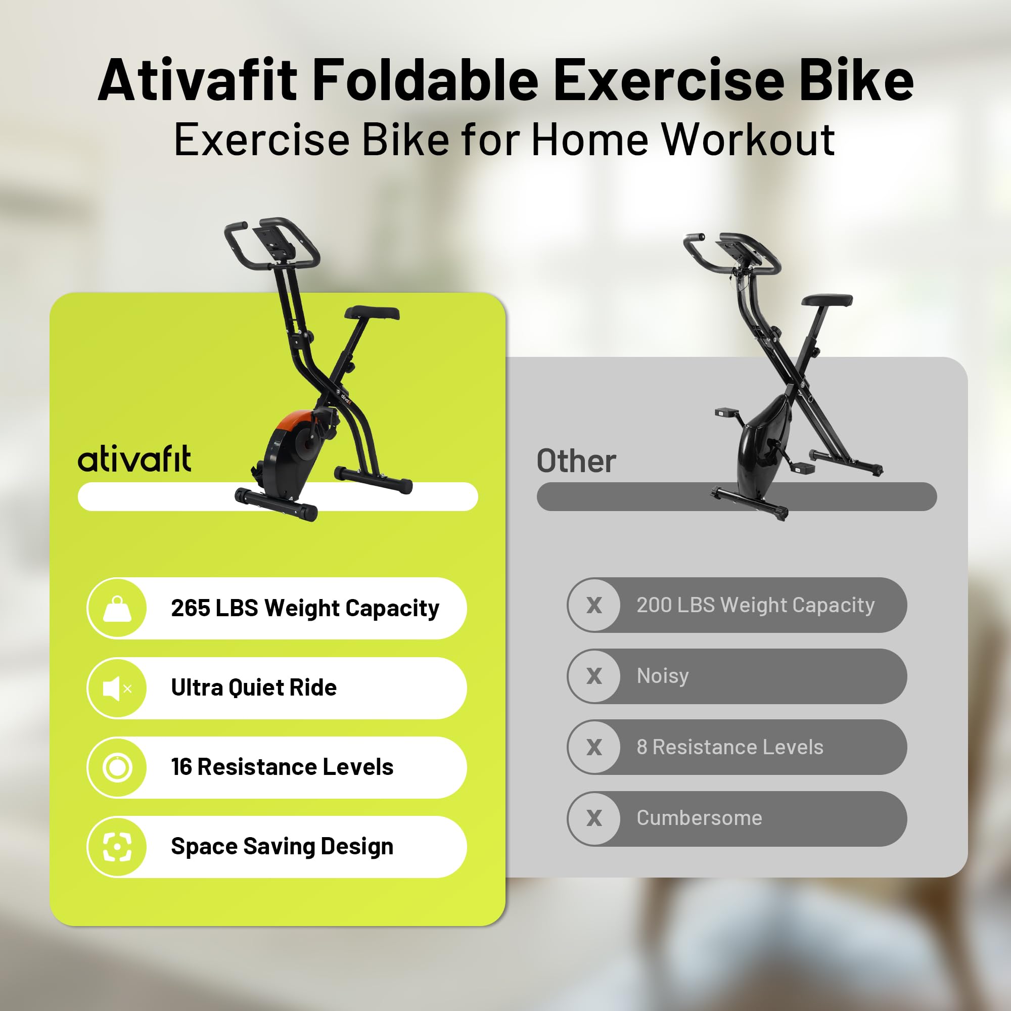 Amazon.co.jp: ATIVAFIT 3イン1 折りたたみ式エクササイズバイク 自宅