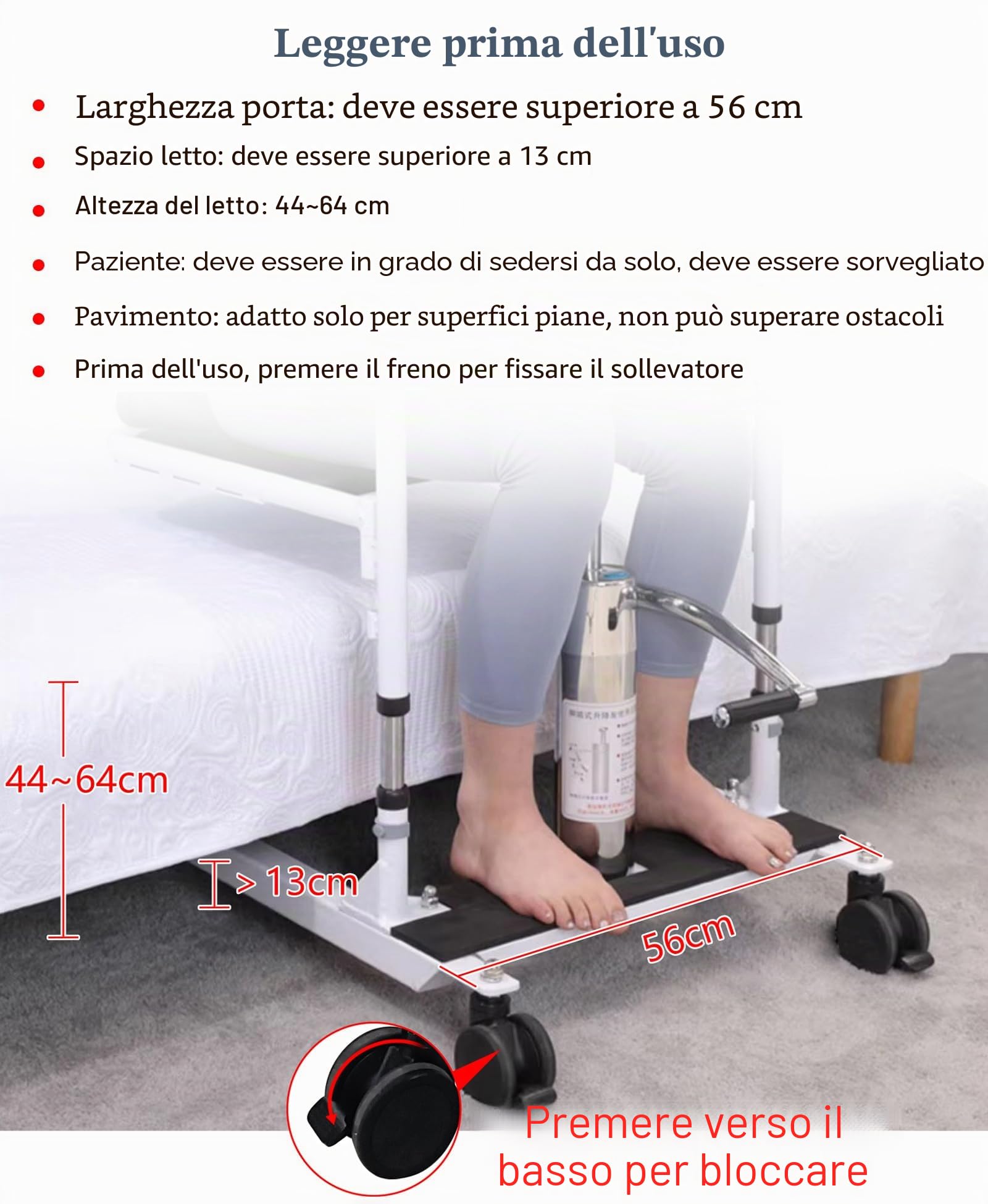 Sollevatore Idraulico Multifunzione per Casa, Sedia di Trasferimento per Pazienti con Sedile Diviso a 180°, Sollevatore per Pazienti con Lettiera, Non Adatto alla Paralisi Totale