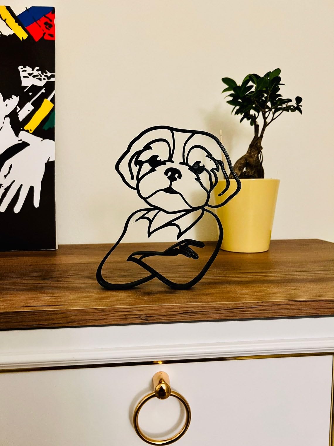 EROTNGO Adorable Shih Tzu Dog Caricature Sculpture - Minimalist Cookie Tabletop Decor for Bookshelf, Windowsill, and Walls 1