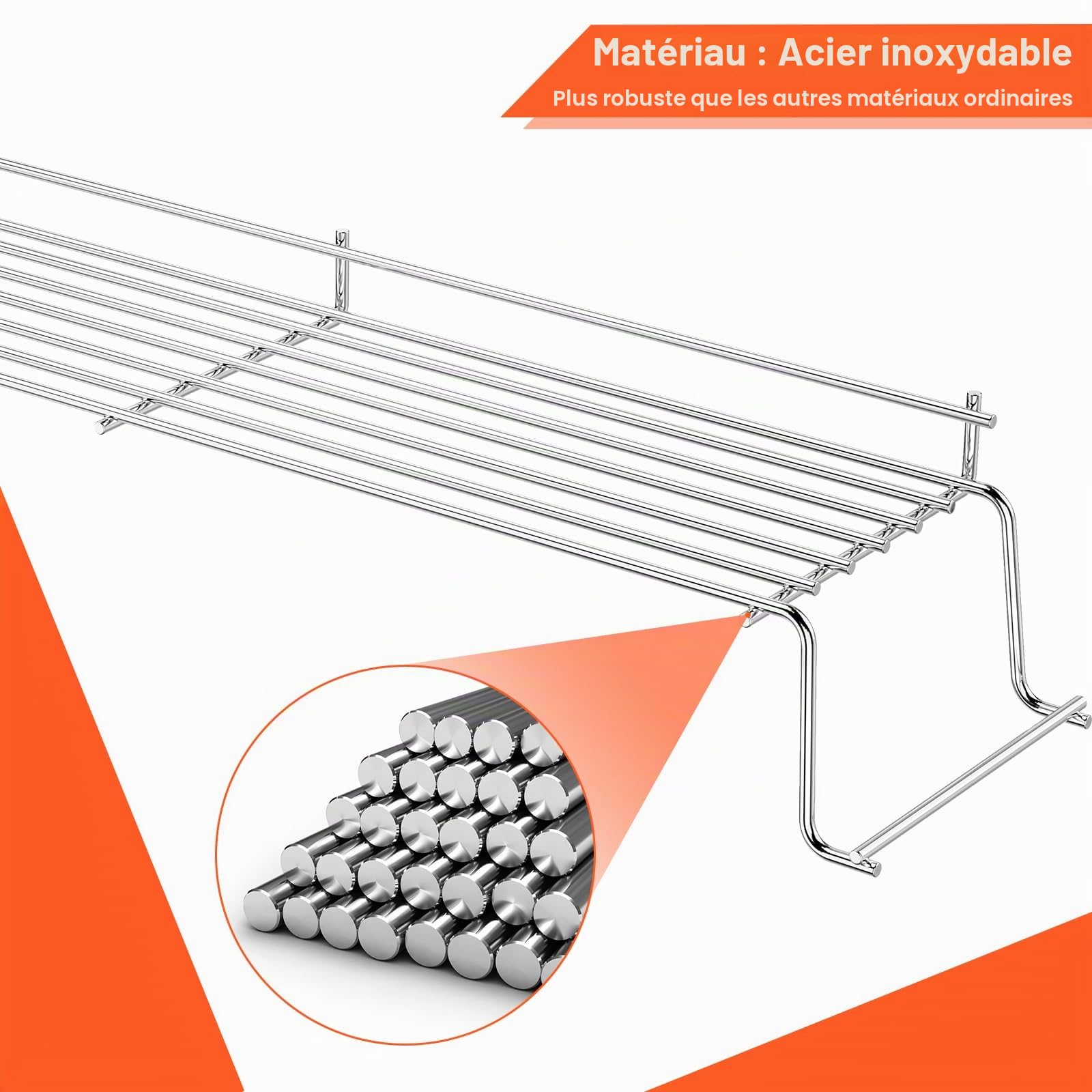 65054 68.3CM Rack de Réchauffement surélevé chromé pour Weber Genesis 300 (3 Brûleurs), Genesis E320 E330 S310 S320 S330, pièce de remplacement pour 81323, 62749