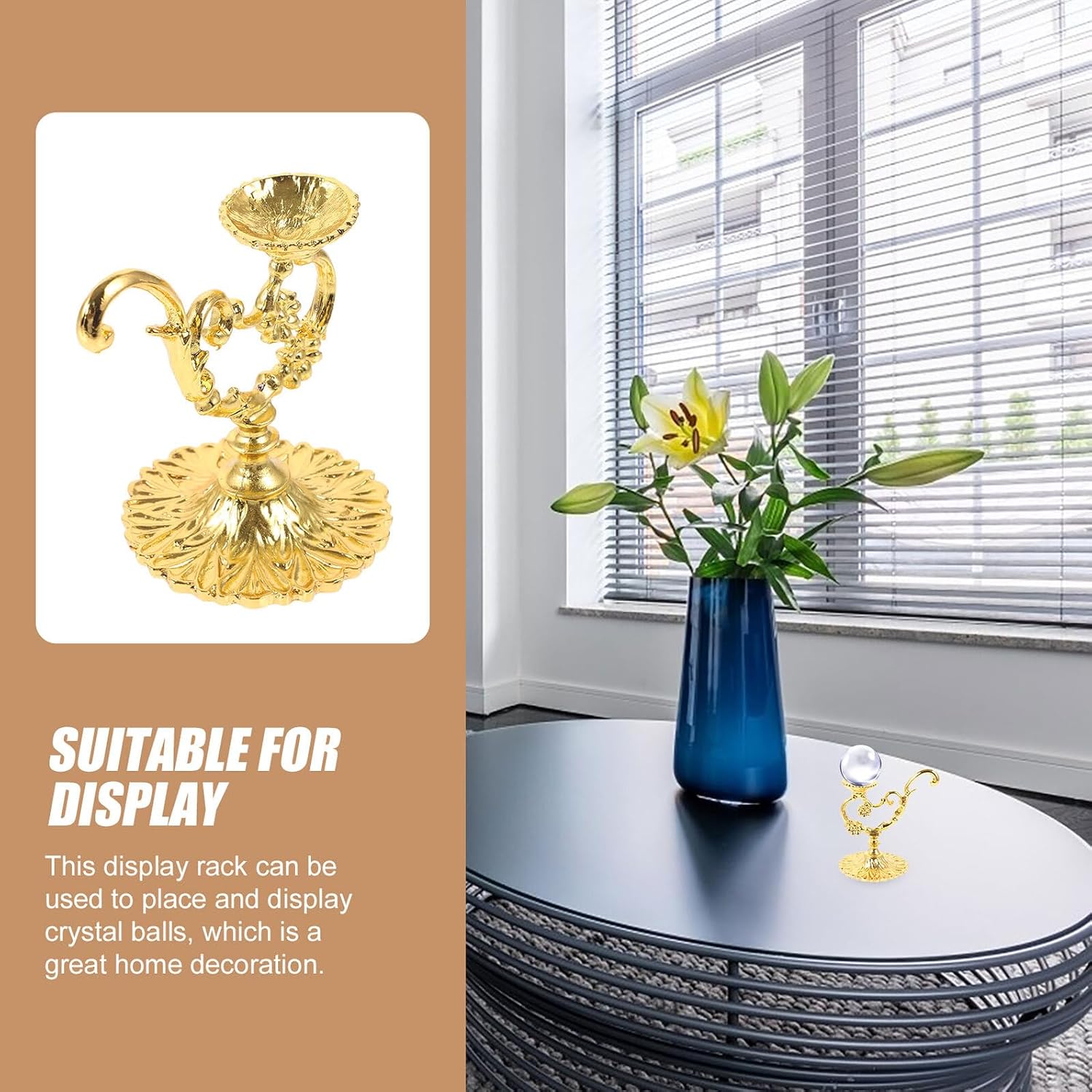 Xmas Small Crystal Ball Stand Metal Holder for Display Party