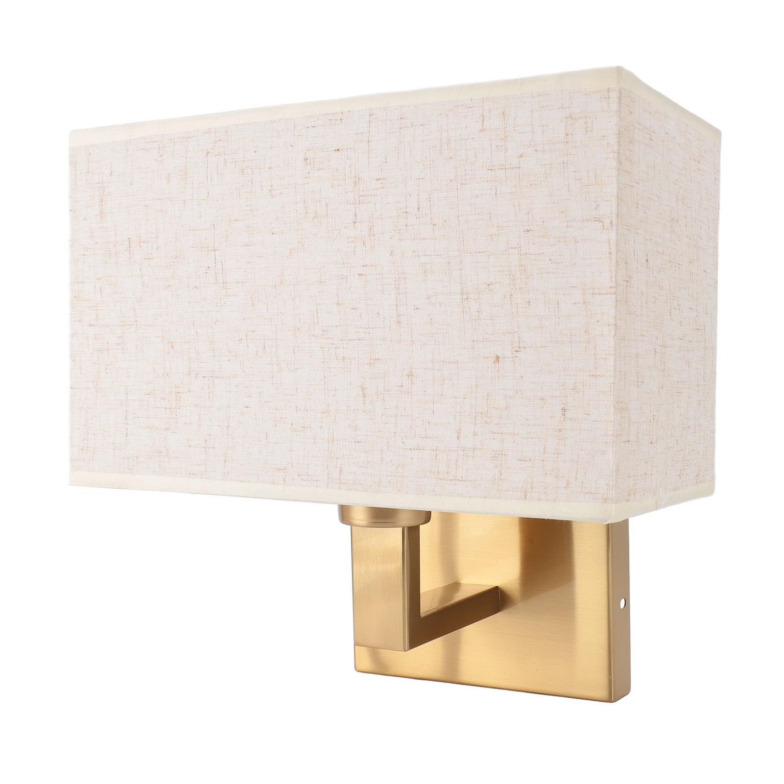 FTVOGUE Elegante Lampada da Parete in Lino e Ferro, Finitura Dorata, 28x14x17 cm, Applique Moderna per Interni, Camera da Letto, Soggiorno, E27, 40W