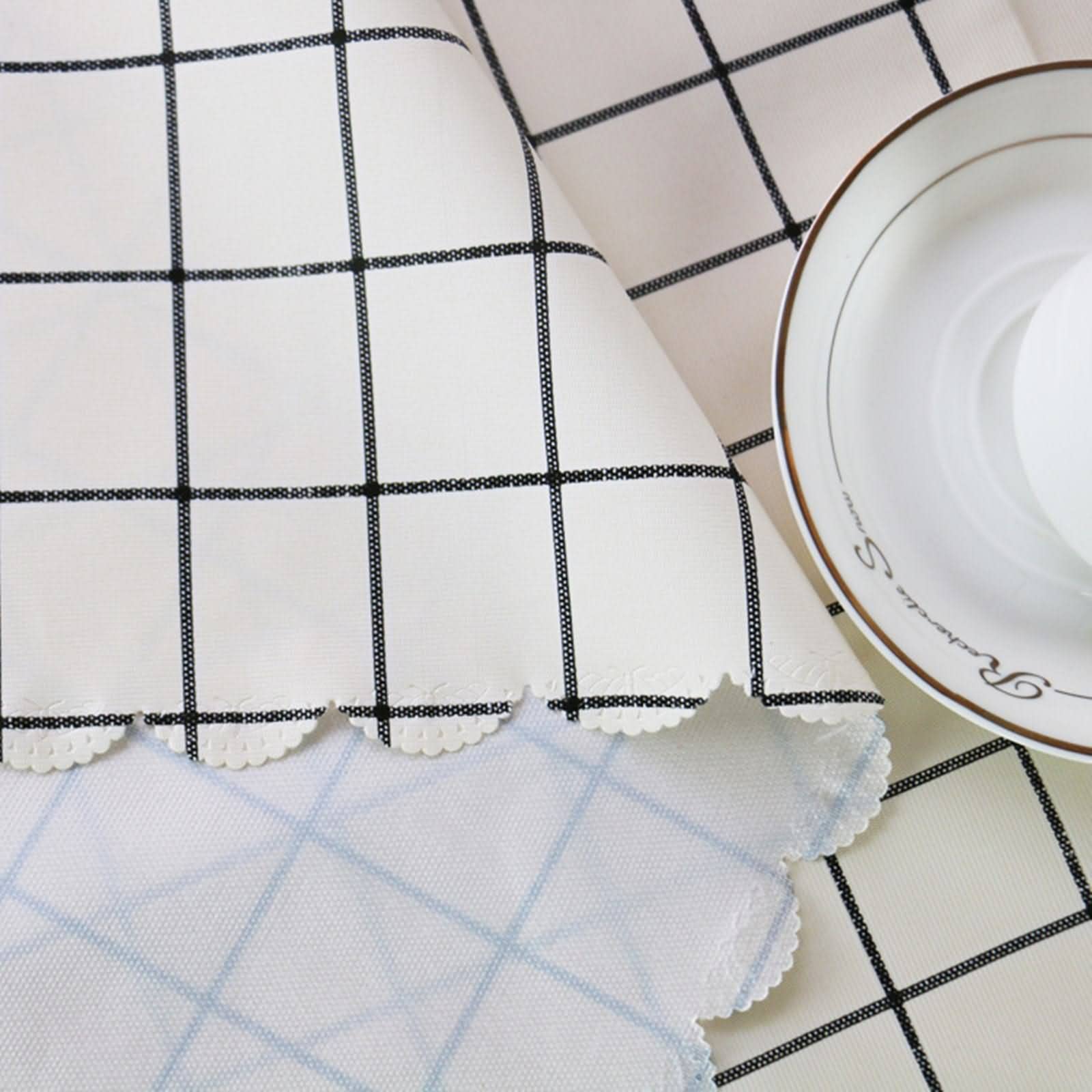 Linge De Table Italienne Nappe Coton Lin Motif en Treillis Linge Chemin De Table Nappe Lin Imperméable Blanc Décoration De Protection De Table 135X180Cm