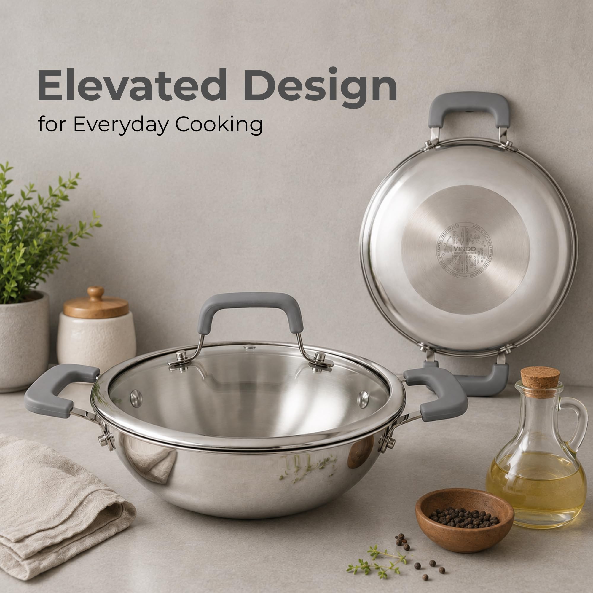 Vinod Platinum Luxe Kadai - Stainless Steel Cookware -8