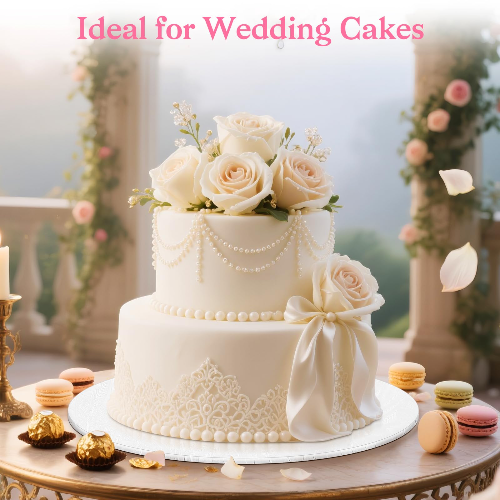 10 Inch Cake Drum, Cake Boards 10 Inch Round, 1/4" White 8in 10in 12in 14in Cake Drums Cardboard Base Board Circles for Pizza Wedding, 2 Pack