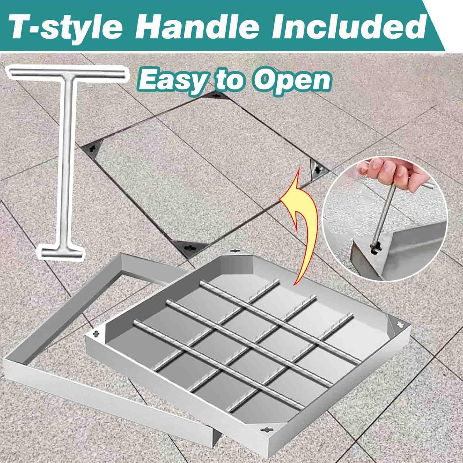 Cubierta de tanque séptico resistente, 16,5 x 16,5 cm, diseño de montaje empotrado, tapa de cámara de aguas residuales duradera para amoladoras, ideal para patios al aire libre y uso comercial