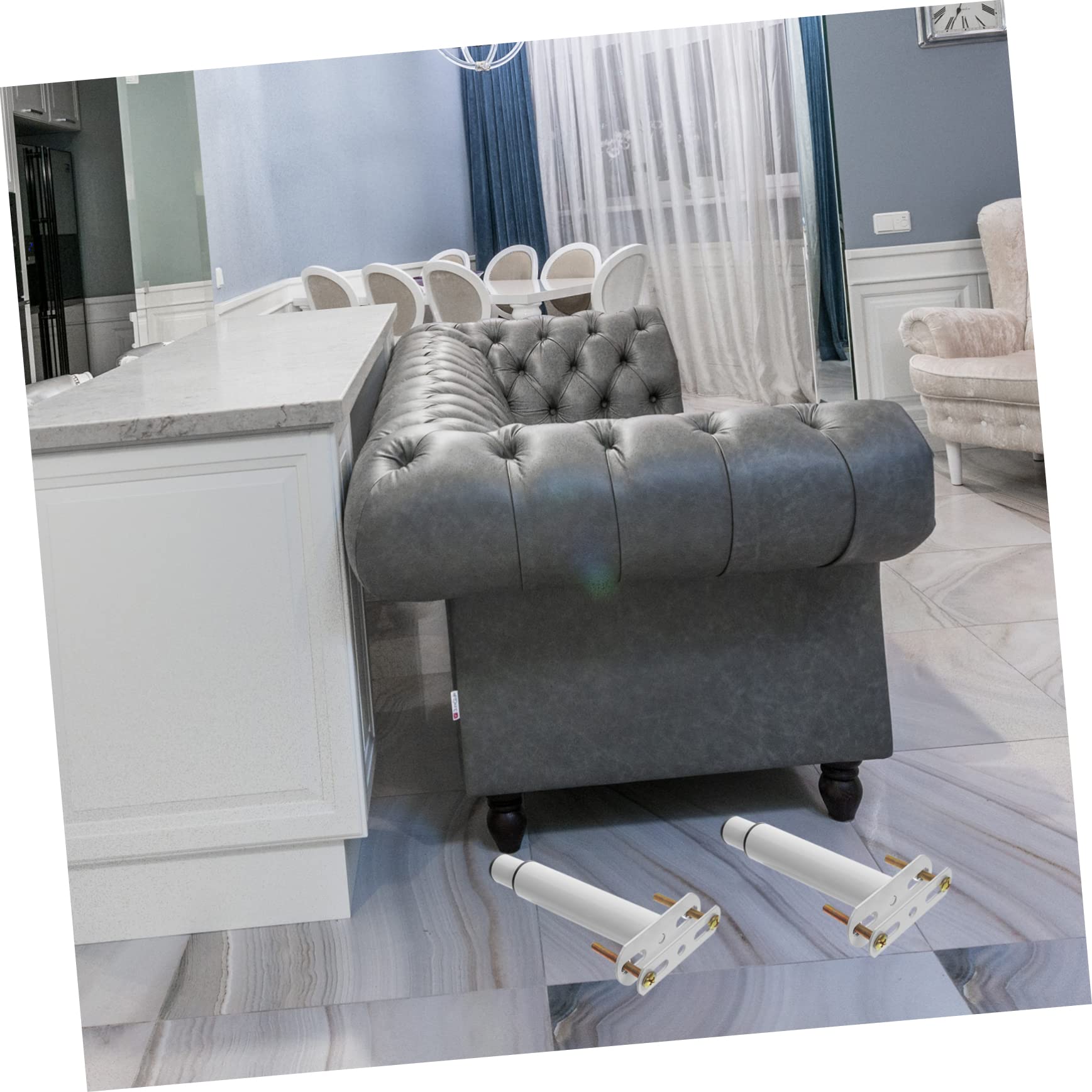 NUOBESTY 2 Pezzi piedini di supporto per le gambe del letto livellamento Alto livellatori montante piedini regolabili gamba di sostegno del letto Supporto materasso ferro da stiro bianca