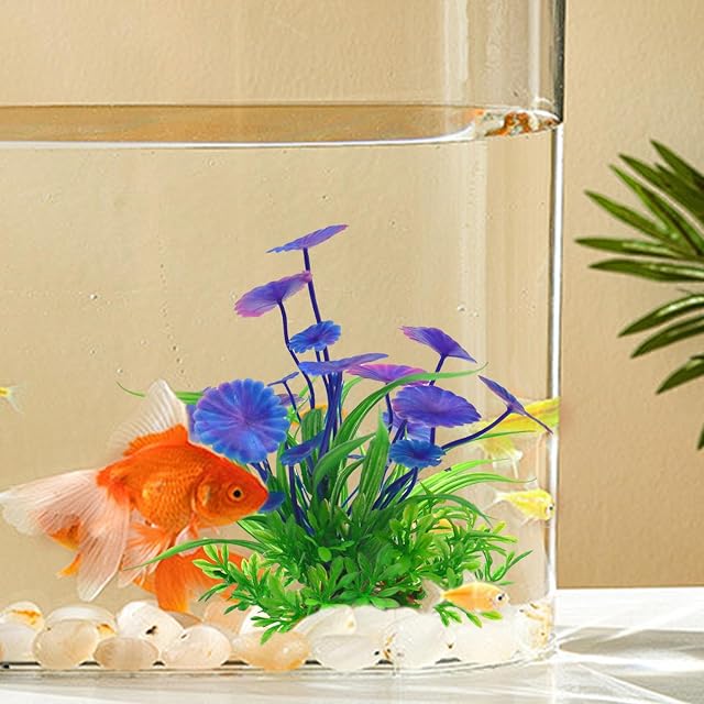 Foto 2 de 6 de pofluany Plantas acuáticas artificiales vibrantes de plástico para peces, tanques de reptiles