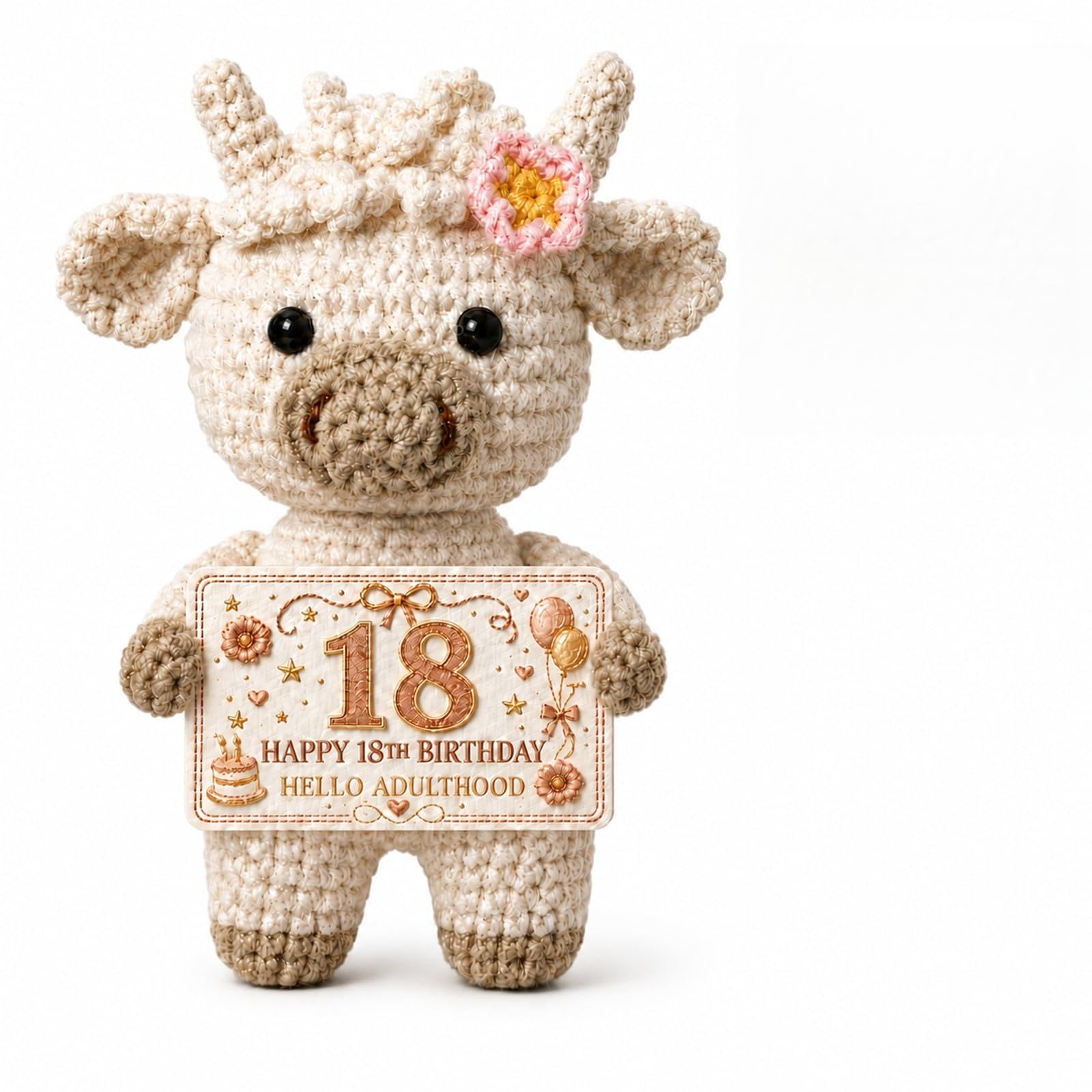 Highland Cow 18th Birthday Gift, Crocheted Keepsake Ornament for Her