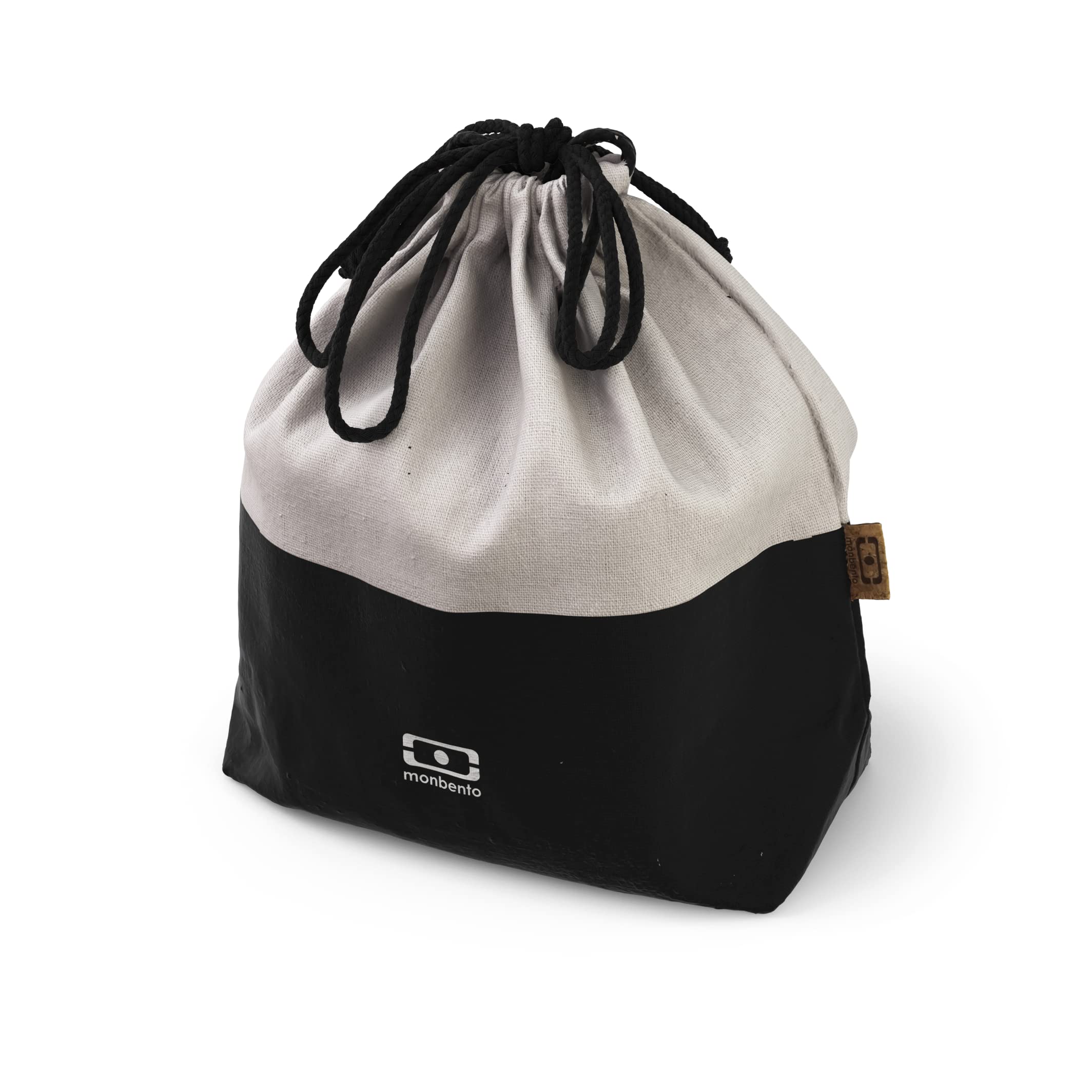 MONBENTO - Onyx Lunchbox Set - Mit Bento Box MB Square mit Fächern Made in France, Besteck-Set MB Slim Box, Bento Tasche MB Pochette L für Büro/Meal Prep/Schule - BPA Frei - Lebensmittelecht - Schwarz