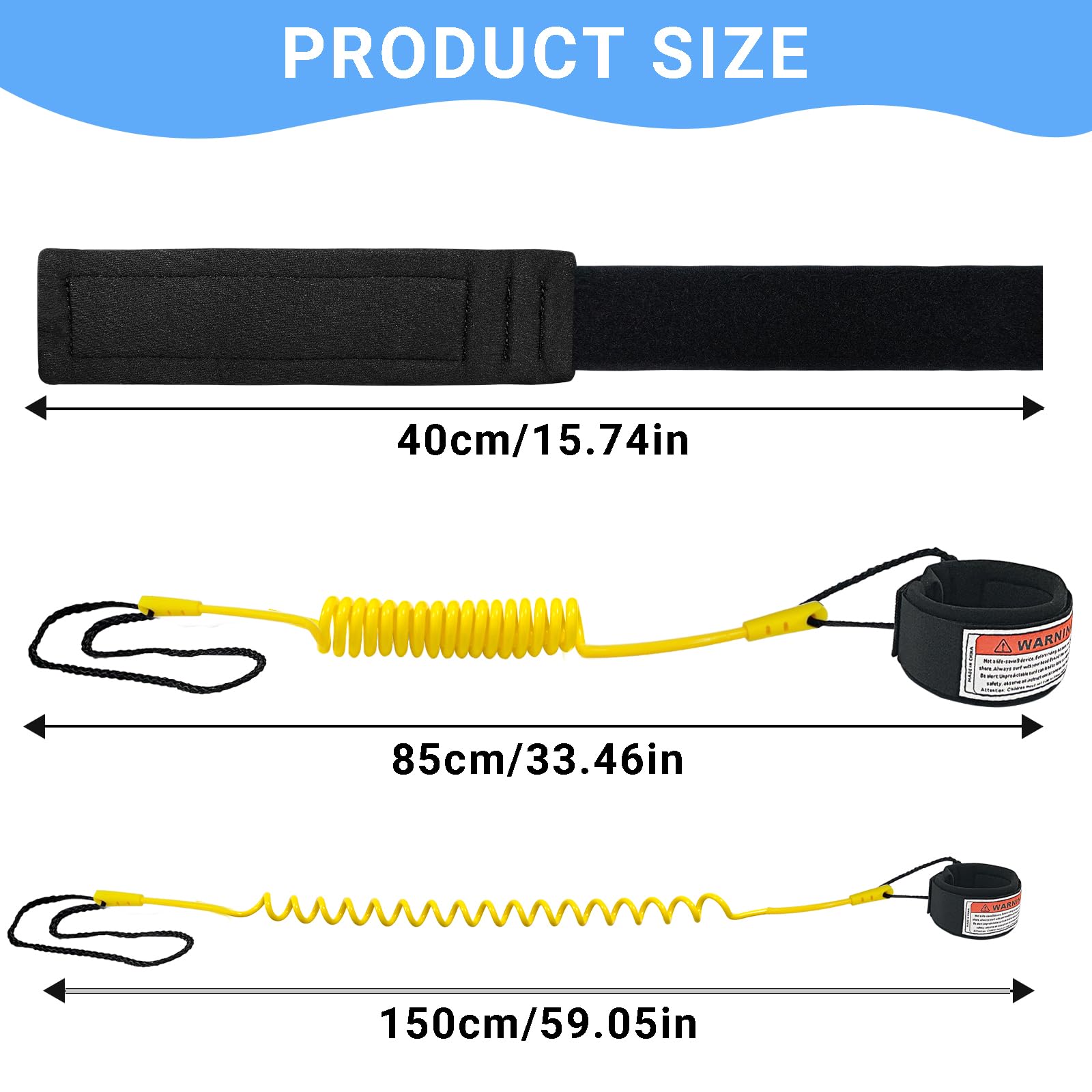L&W Luck Guinzaglio da Surf, Leash SUP, 5mm Surf Materiale Tup Regolabile e Comodo per Tavola da Surf Paddle Board Kayak Longboard