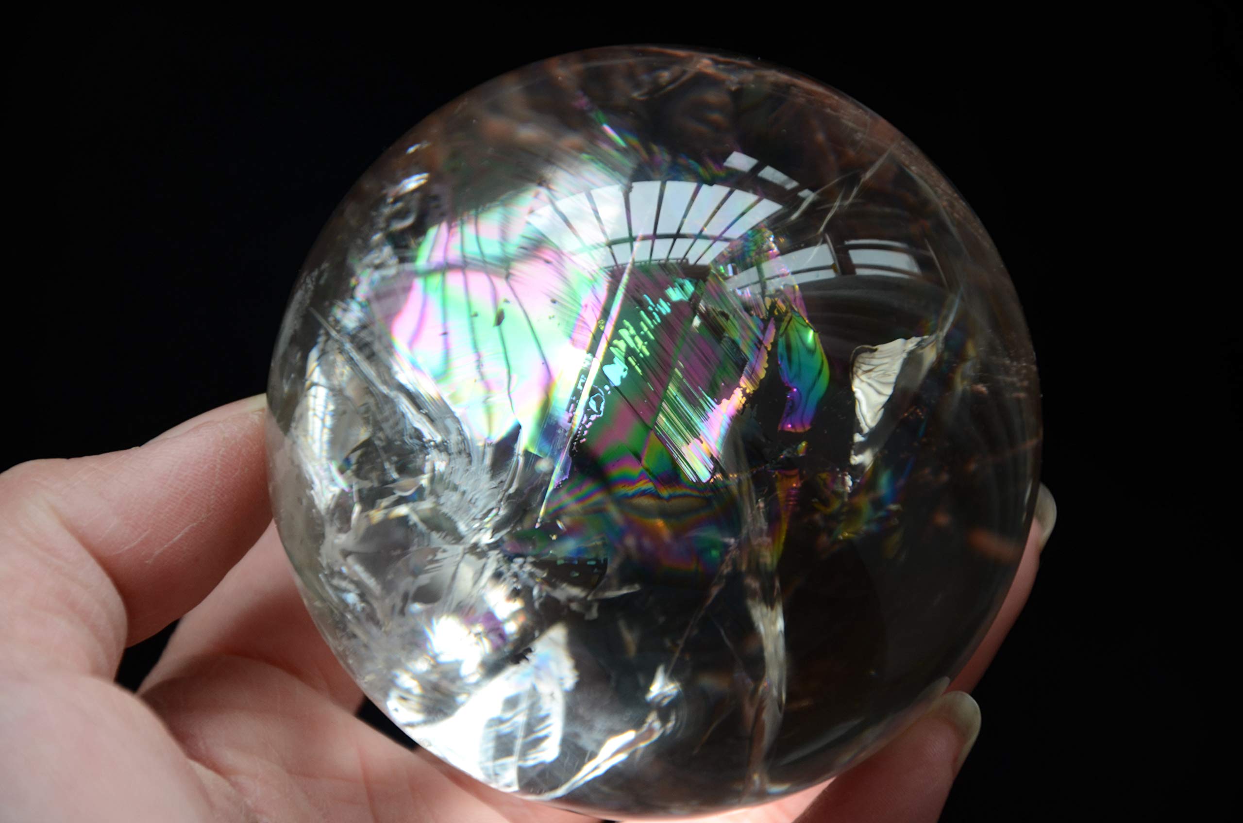 Real Tibetano Himalaya Gran altitud Cristal Transparente Cuarzo Arco Iris Bola Esfera orbe 2,99 Pulgadas Espiritual Reiki decoración de la habitación