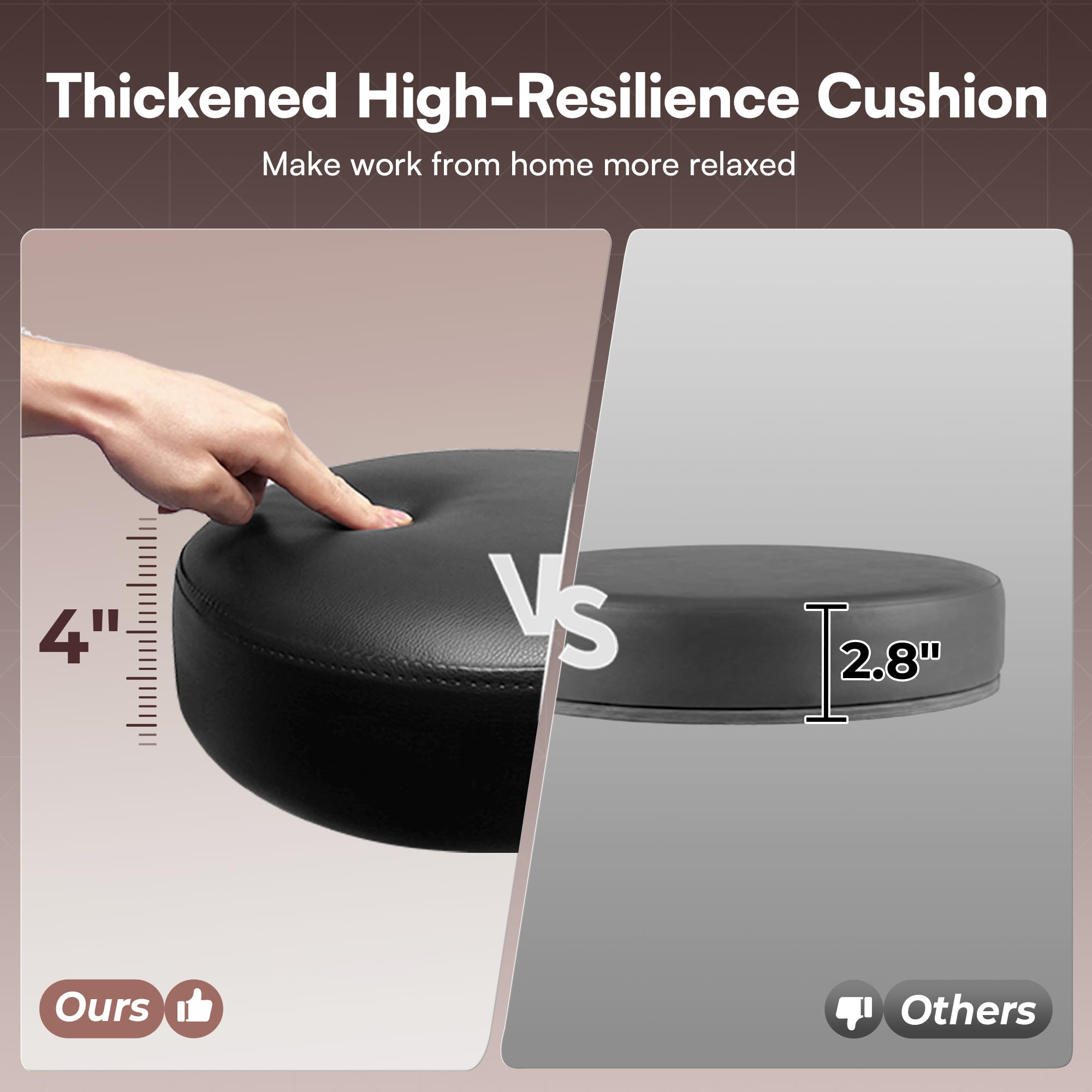 SUPERJARE Drafting Chair with Back Adjustable Foot Rest Rolling Stool Multi-Purpose Office Desk Chair Thick Seat Cushion for — view 4