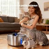 Umarie Fontaine à Eau pour Chats sans Fil, INOX, avec Détecteur de Mouvement-3,2L Ultra-Silencieuse Fontaine à Eau pour Chiens (25 DB), à Pile 4000 mAh, Filtration Multicouche + 3 Modes de Flux - 2