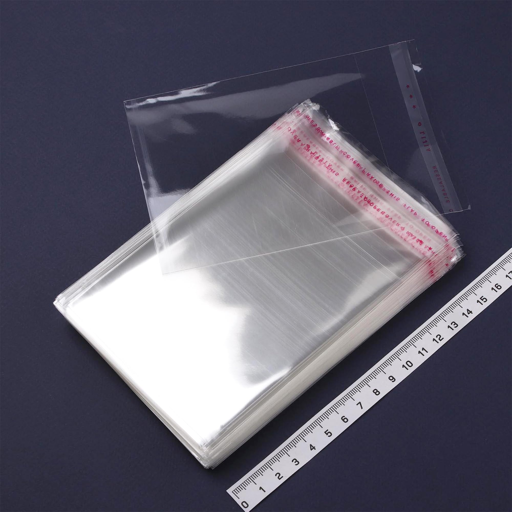 Zestaw 100 sztuk małych torebek z celofanu z naklejkami - 13 x 16 cm - Małe torebki pakowe na słodycze, małe torebki z celofanu - Z zapięciem - Na ciasteczka, prezenty