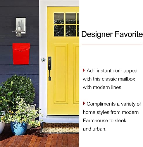 Miniatura 4 de NACH Bradley MB-6921RED - Buzón de acero galvanizado de gran capacidad, buzones grandes para montaje en pared exterior, buzones para exteriores,