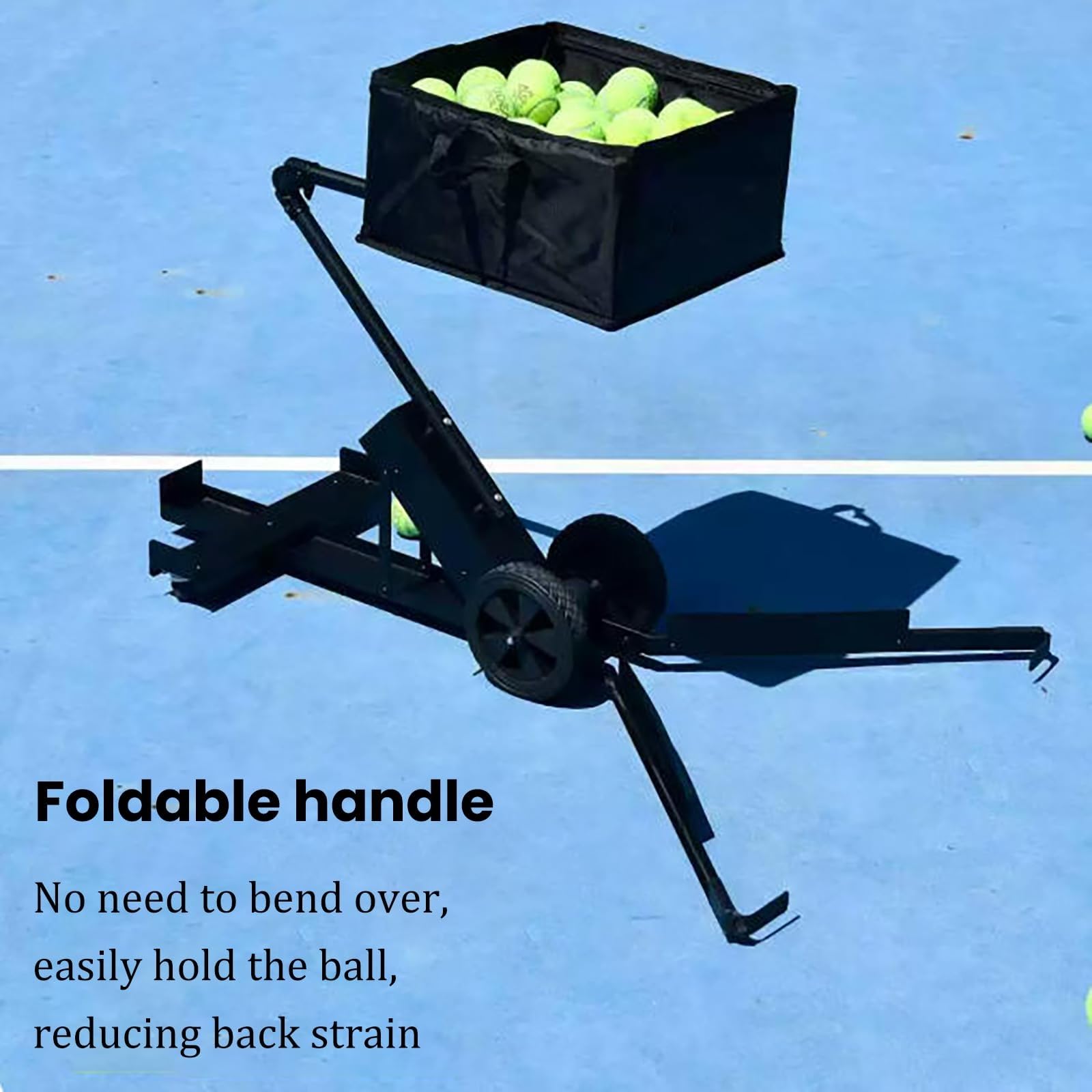 Tramogge for Palline da Tennis Carrello Raccoglitore di Palline da Tennis, Contiene 120 Palline, Supporto for Palline da Pickleball, Maniglia Pieghevole, Ruote girevoli Lisce, Borsa for Palline