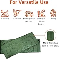Vista 4 de Yaxa Basics - Saco de dormir para climas frescos de 40°F para dos personas, 87 pulgadas x 59 pulgadas, verde oliva