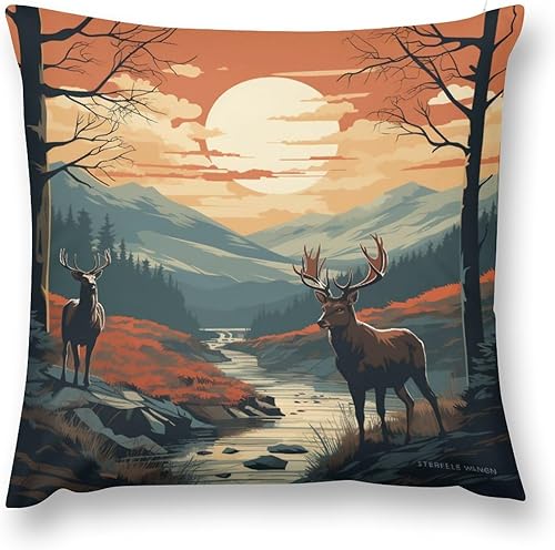 Cojines Decorativos para Sala - Fundas de almohada retro con estampado vintage de parque nacional natural, paisajes escénicos, parques, cuadradas,