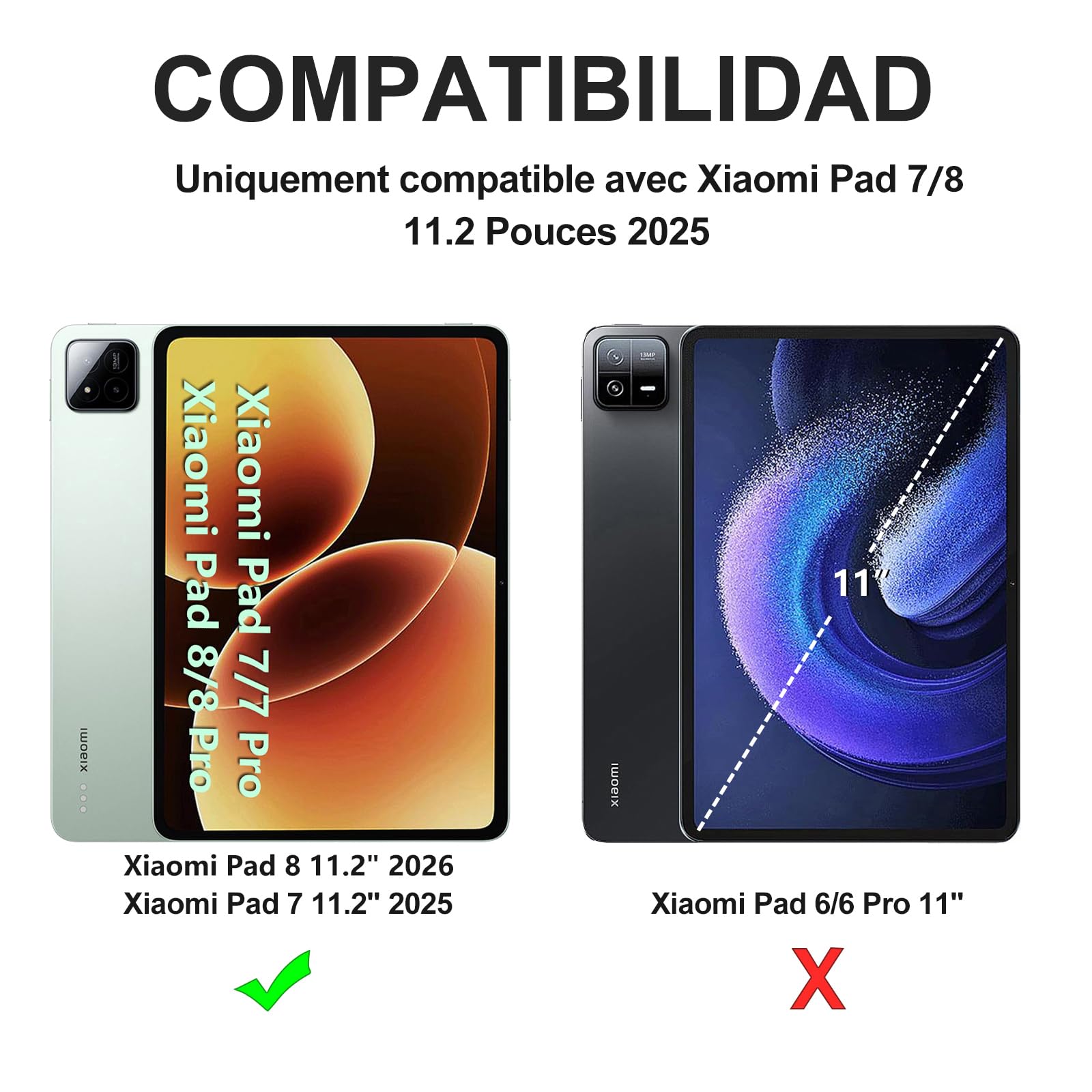FOGARI Teclado con Touchpad para Xiaomi Pad 8/8 Pro 11.2" 2026 | Español Ñ Teclado Retroiluminado Magnético Desmontable Bluetooth con Trackpad para Tablet Xiaomi Pad 7/8 Pro 11.2", Negro