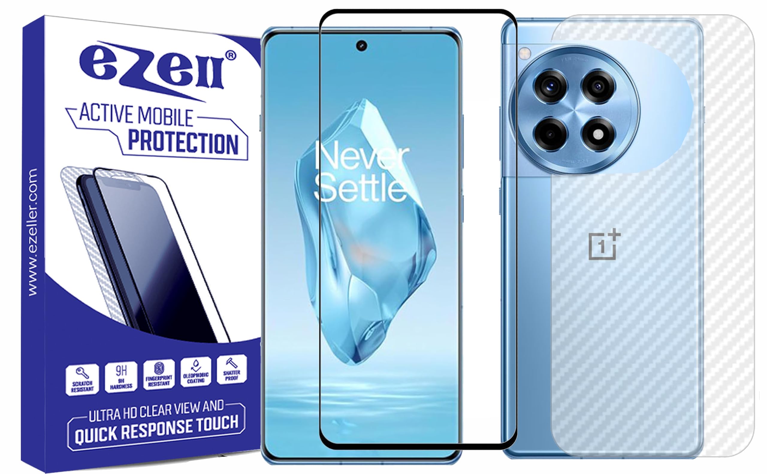 eZell OnePlus 12R [ 2N1 Combo ] Full Glue Curved Tempered Glass Edge to Edge + Back Screen Protector Skin (Transparent) with wet & Dry Wipes (B0D1RF83LT) Amazon Price History, Amazon Price Tracker