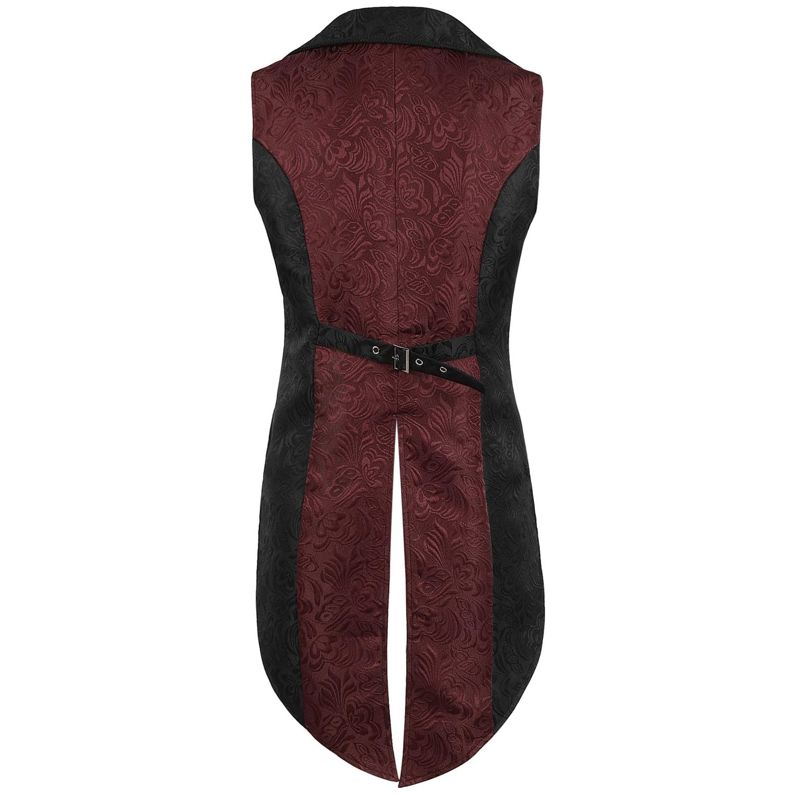 Gilet gotico da uomo lungo steampunk frack tailcoat medievale doppio petto gilet broccato jacquard colletto rovesciato, senza maniche, per Halloween