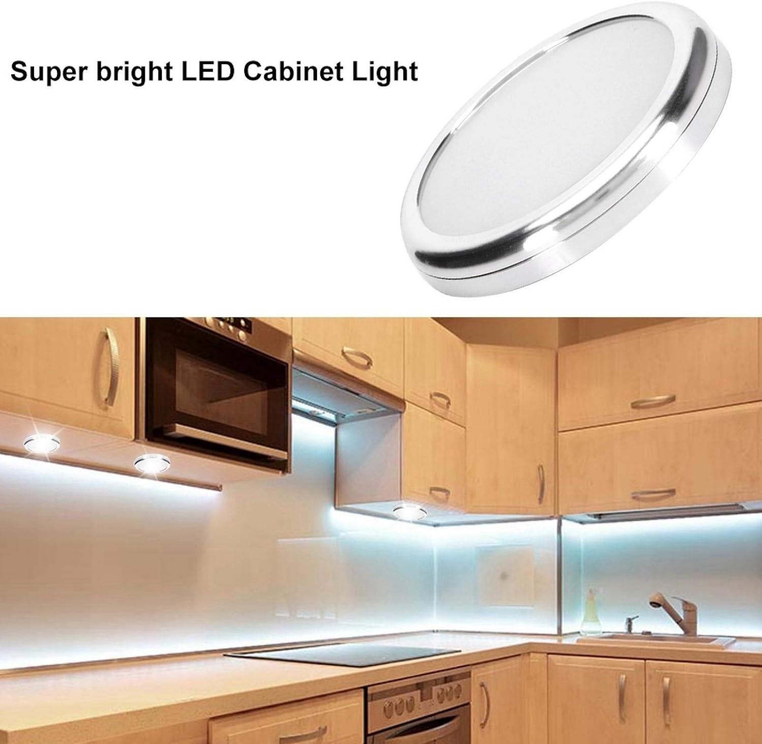 Ymiko LED Under Cabinet Lights, 12V Ultra Slim Puck Lights Counter Showcase Kitchen Lighting Fixtures for Home Hotel (Warm White)