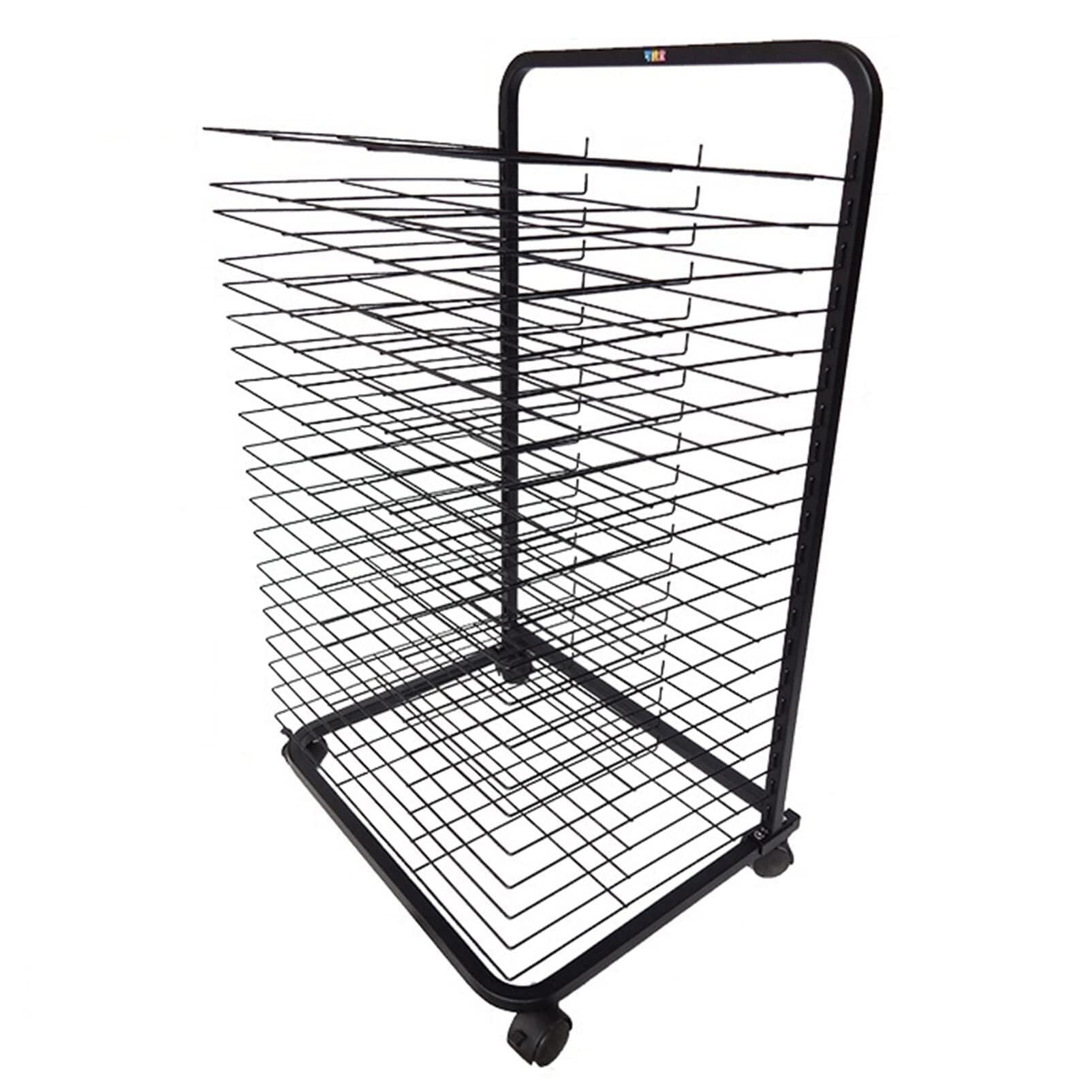 PPXCZZ Mobile Art Drying Rack with 20 Stackable Shelves, Lockable Wheels, Durable Metal Frame for Classroom & Home Use