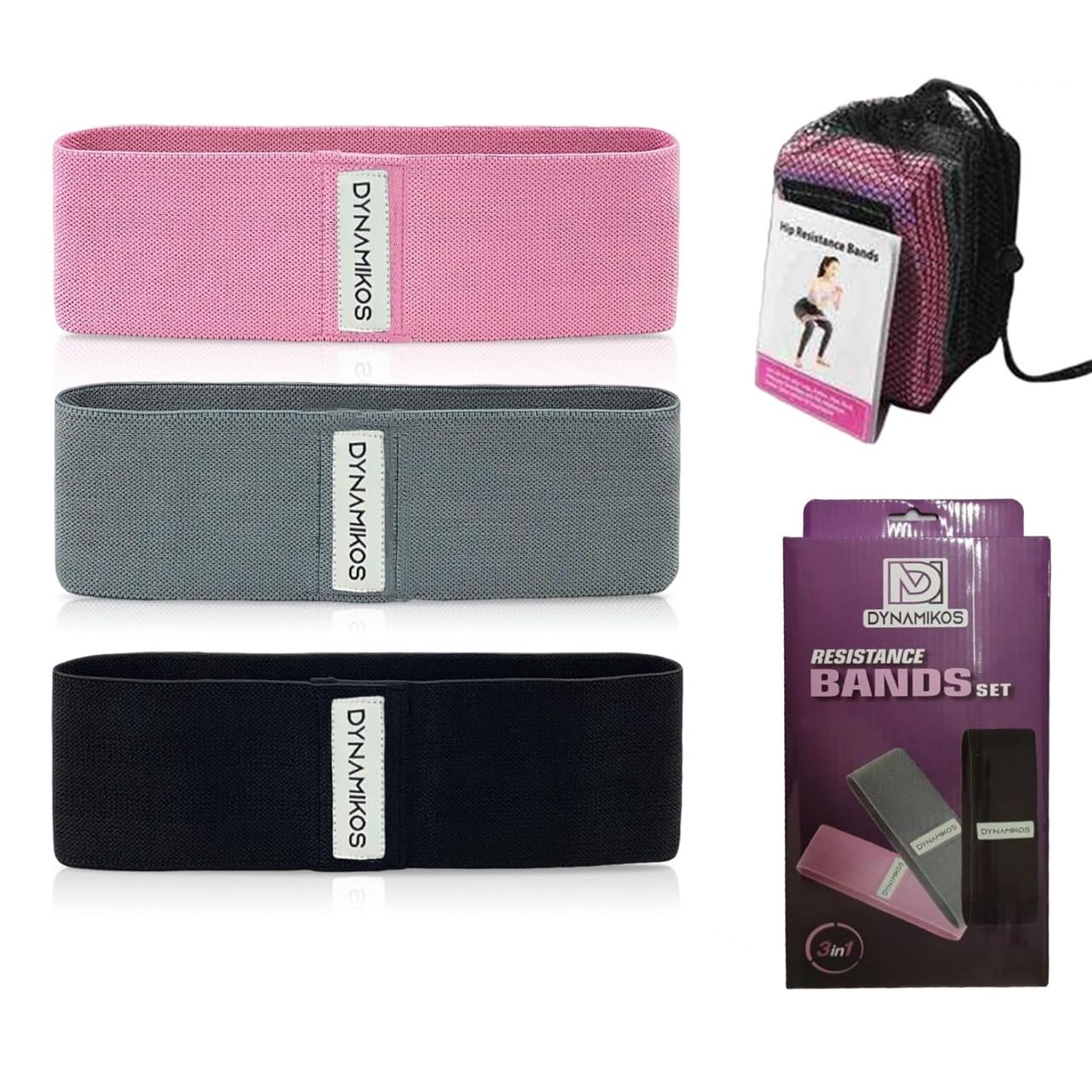 Resistance Band Set for Men and Women Fabric Exercise for Workout Skin-Friendly Strength Training Exercise & Fitness Home Gym Equipment With Improved Packaging - Multi - Color