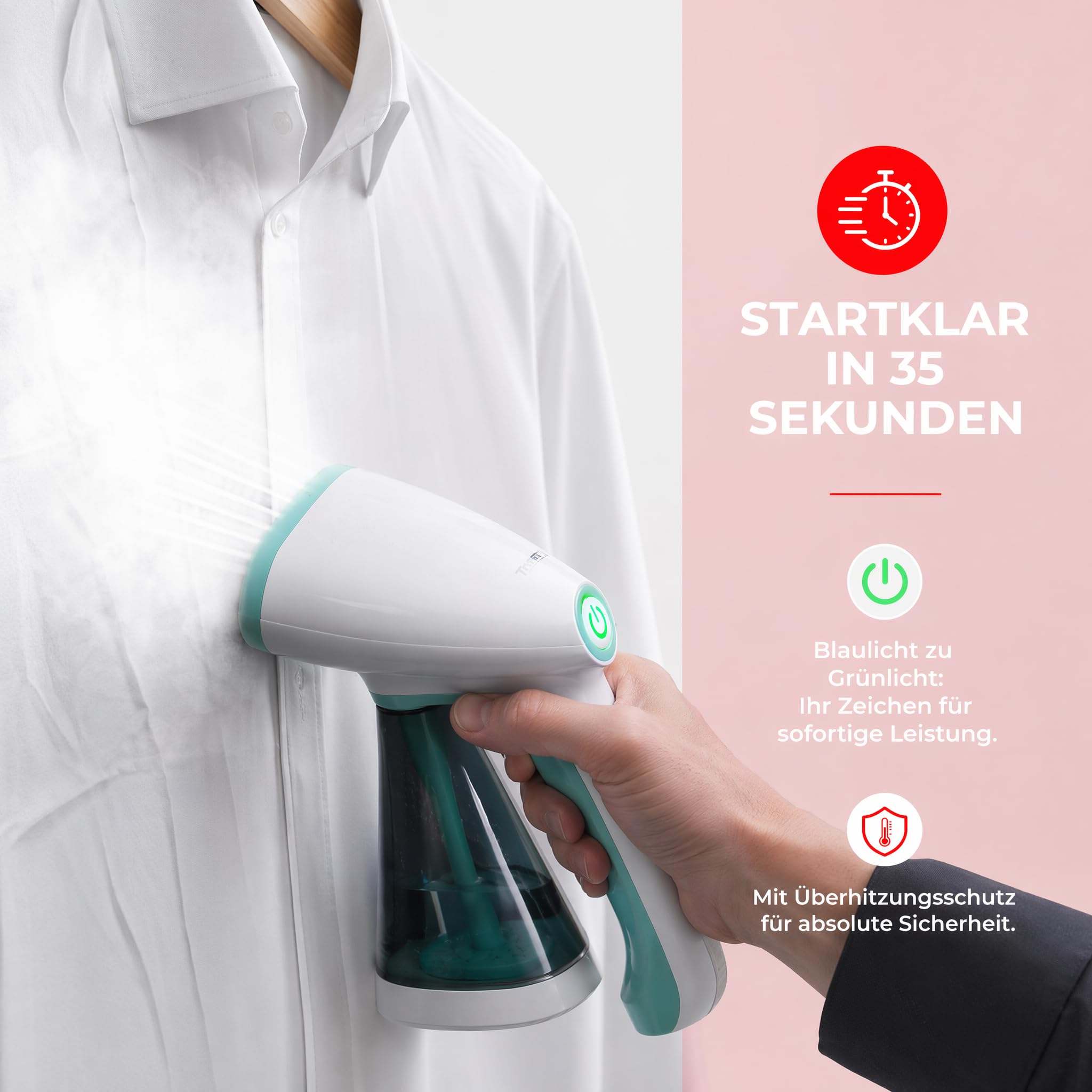 Trisa Fresh Up Dampfbürste 1500W, 35g/min, 35 Sek Aufheizzeit, PET-Adapter