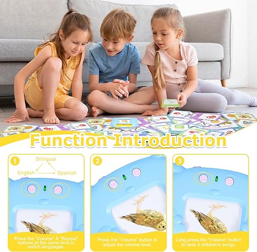 Miniatura 5 de SAYEEC Tarjetas didácticas bilingües para niños pequeños, juguetes Montessori con 510 palabras visuales, terapia del habla, autismo, juguetes