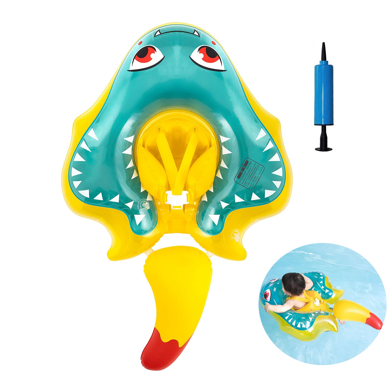 Pekelin Bebés Natación Anillo, Flotador bebé con Asiento, Flotador de Natación para bebés, Anillo bebé de Piscina Anillos para Flotador para bebés, Inflable Flotador Ajustable Niños (3-36 Meses)