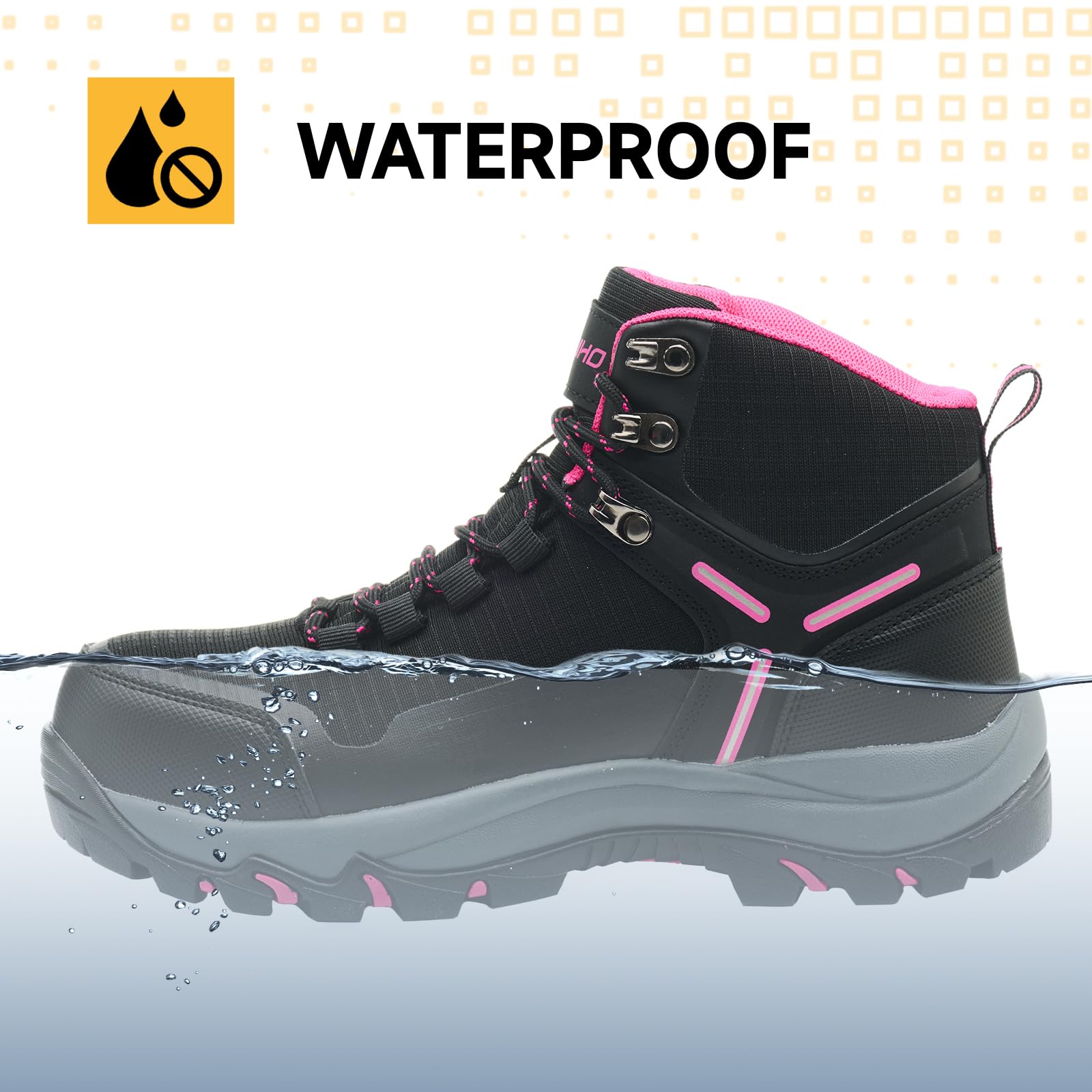 Kezhiho Waterproof Steel Toe Boots for Women Wide Width Non Slip Work Boots Lightweight Slip Resistant Safety Shoes Indestructible Construction Composite Toe Sneakers?PINK-41-W?