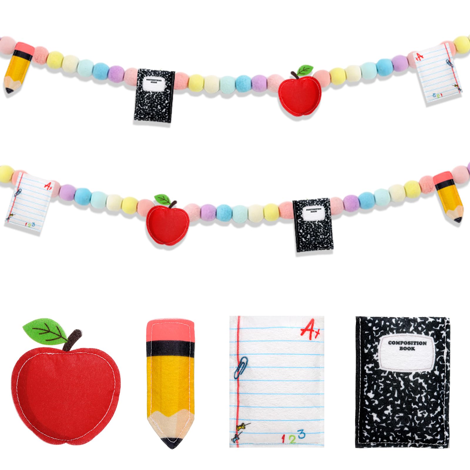 Bannière de rentrée scolaire en feutre pour décoration de classe et chambre