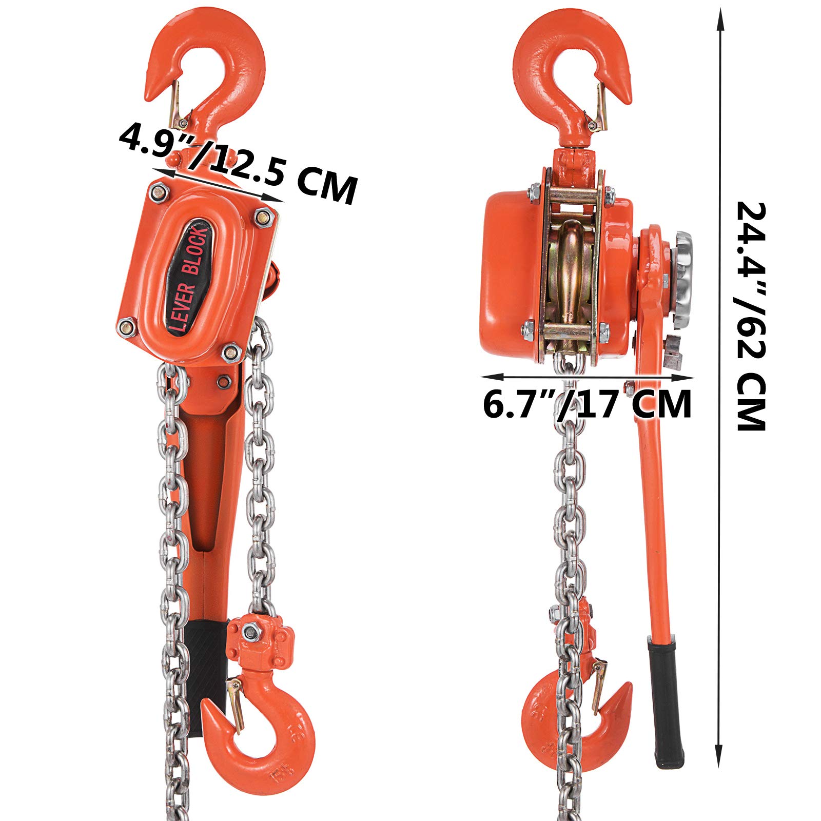 VEVOR 1.5T Chian Hoist Manual Lever Chain Hoist 3M 3300lbs 10ft