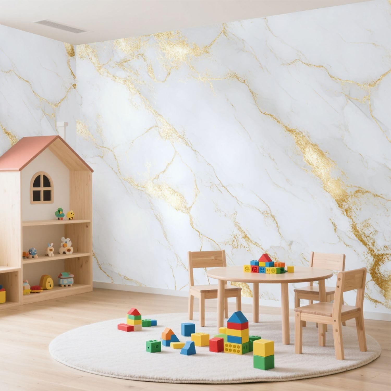 Wall Mural Peel and Stick White Gold Marble Texture for Cover brochure Poster Realistic Wallpaper Self Adhesive Removable Large Wall Stickers Home Decor for Living Room Bedroom 100"x144"