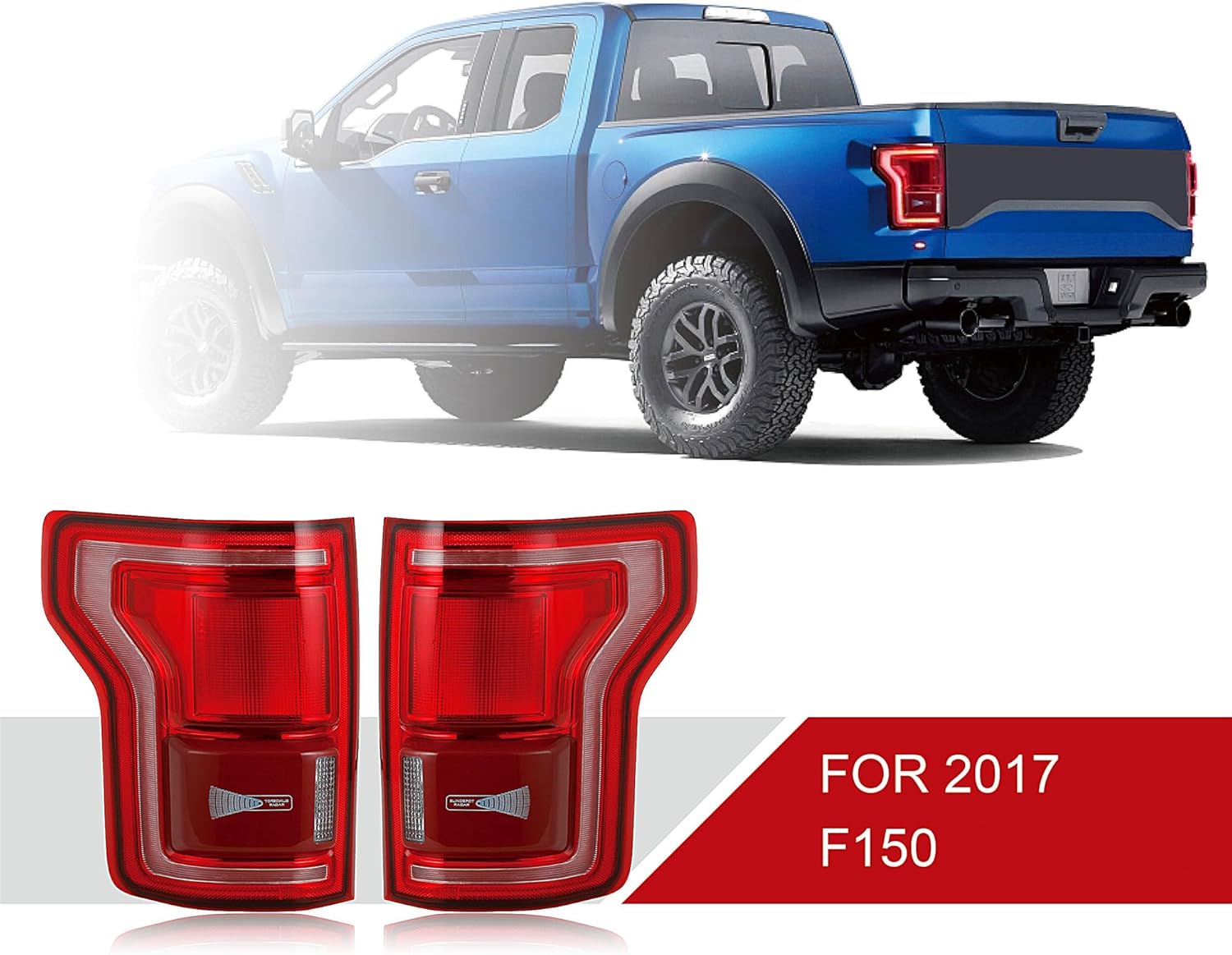 LED White Tail Lights Assembly Compatible With 2017 2018 2019 2020 Ford F150 F-150 Chrome Rear Brake Lamp Signal with Blind Spot Module Not Included Right Passenger Side FL3Z13404C RH Chrome
