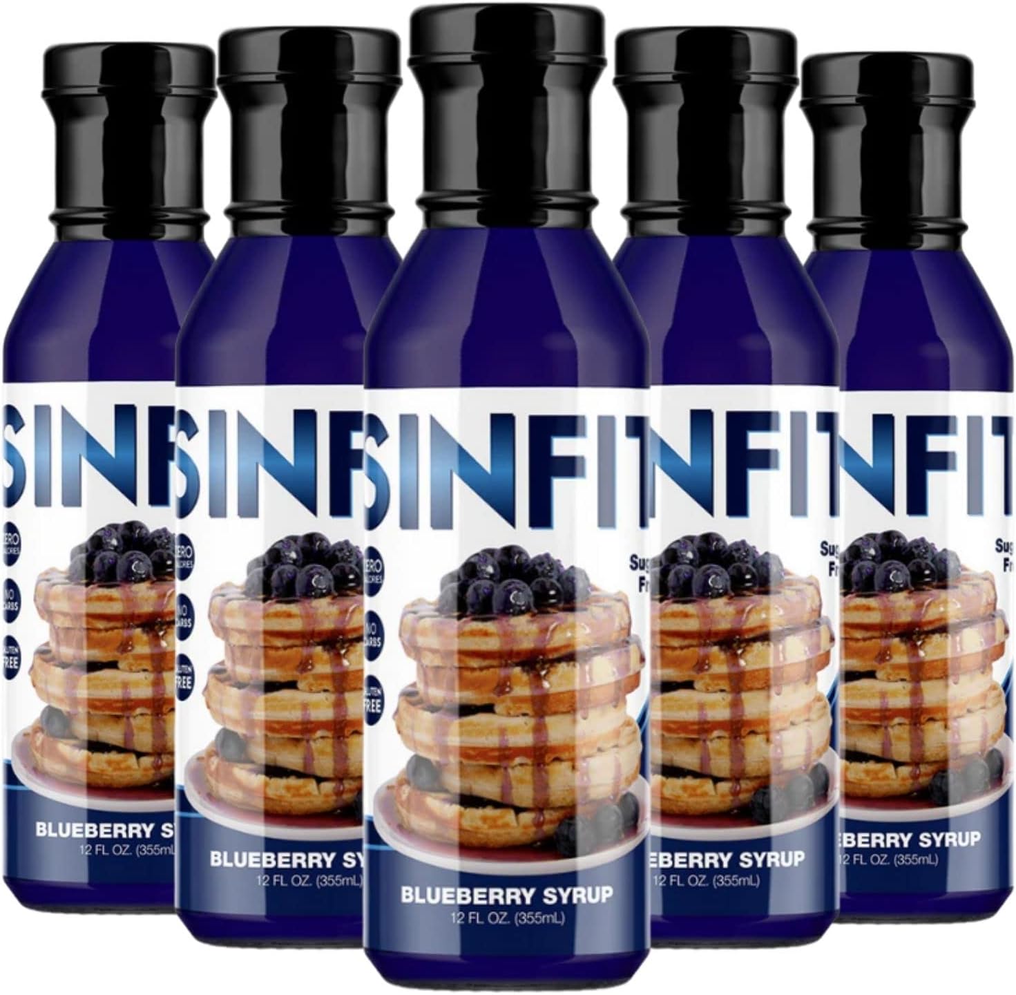 SinFit (Sinister Labs) Syrup, Blueberry, Sugar Free, Zero Calories, Fat Free, Gluten Free (12 fl oz - 6 Pack - packaging may vary)