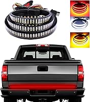 Vista 1 de Kewucn Barra de luz LED para portón trasero de 59 pulgadas, tira LED IP65 de triple fila con señales de giro rojas inversas blancas, barra de luz