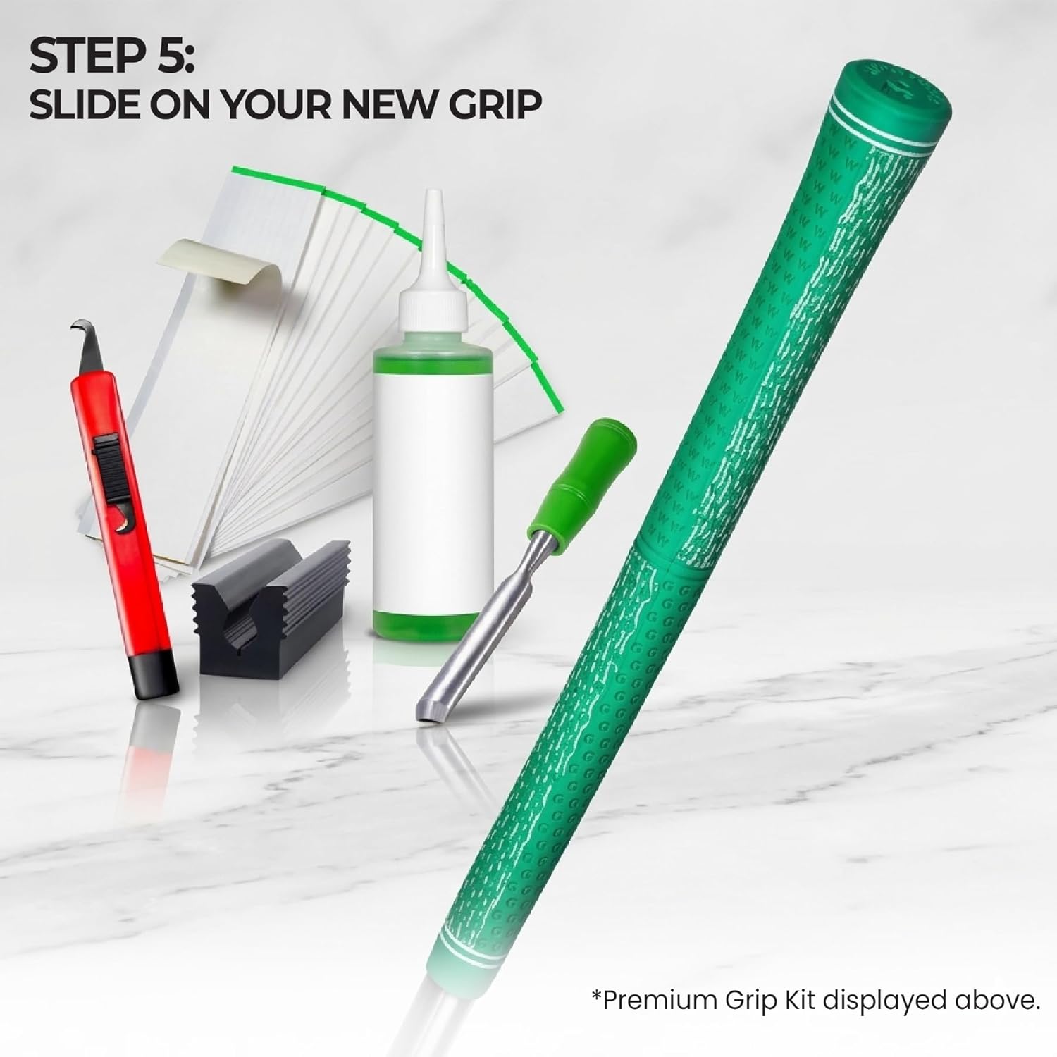 Golf Grip Kits for Regripping Golf Clubs - Professional Quality - Options Include Hook Blade, 15 or 30 Tape Strips, 5 or 8 oz Solvent, Grip Tape Remover, Bench Vise & Rubber Clamp