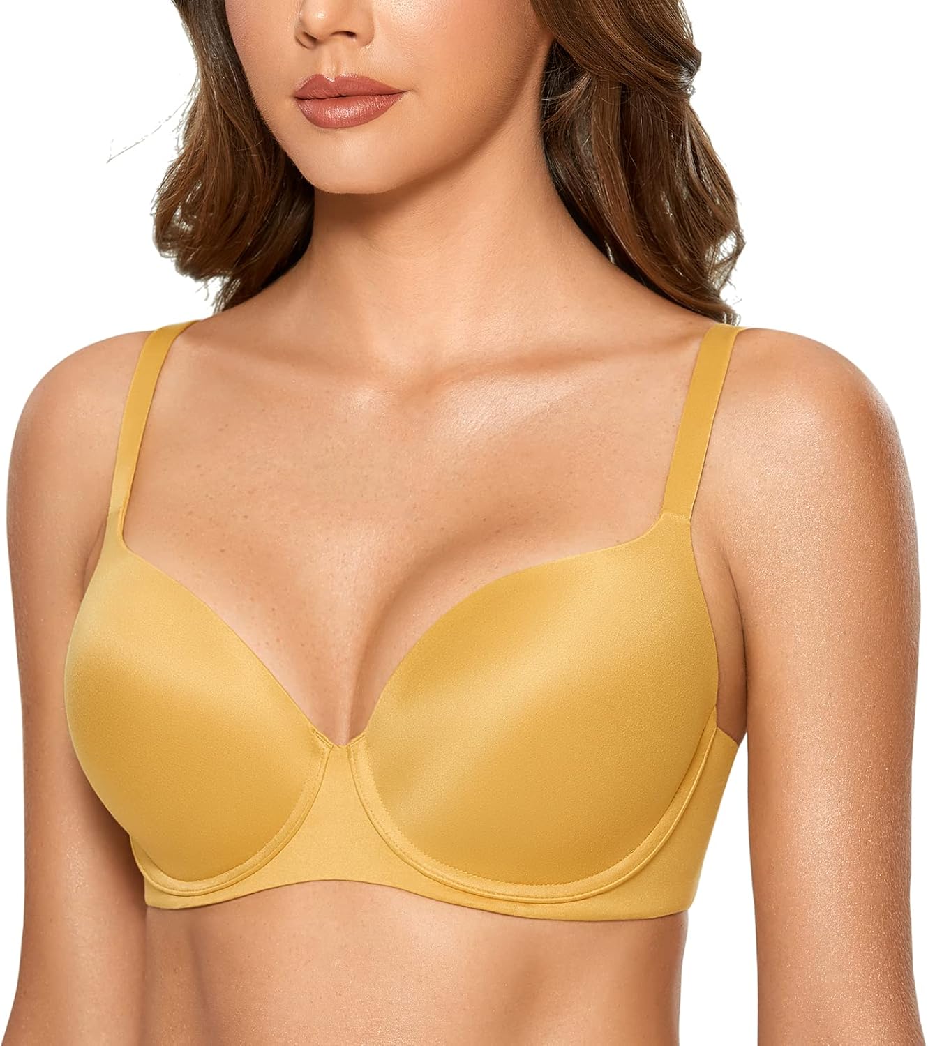 DOBREVA Women's Full Coverage Lace T Shirt Bra Lightly Lined Underwire Smoothing